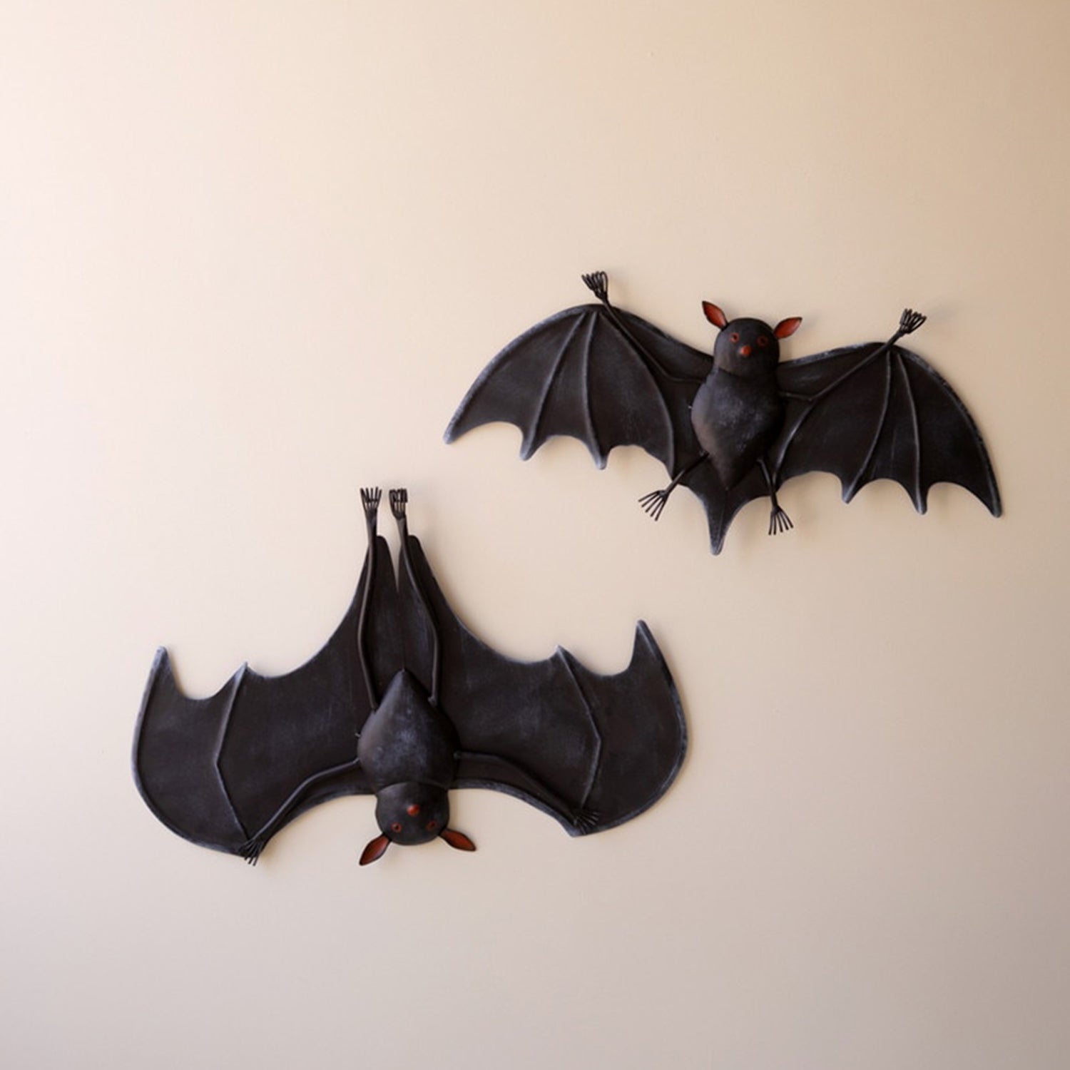 Painted Metal Halloween Bat Set of 2
