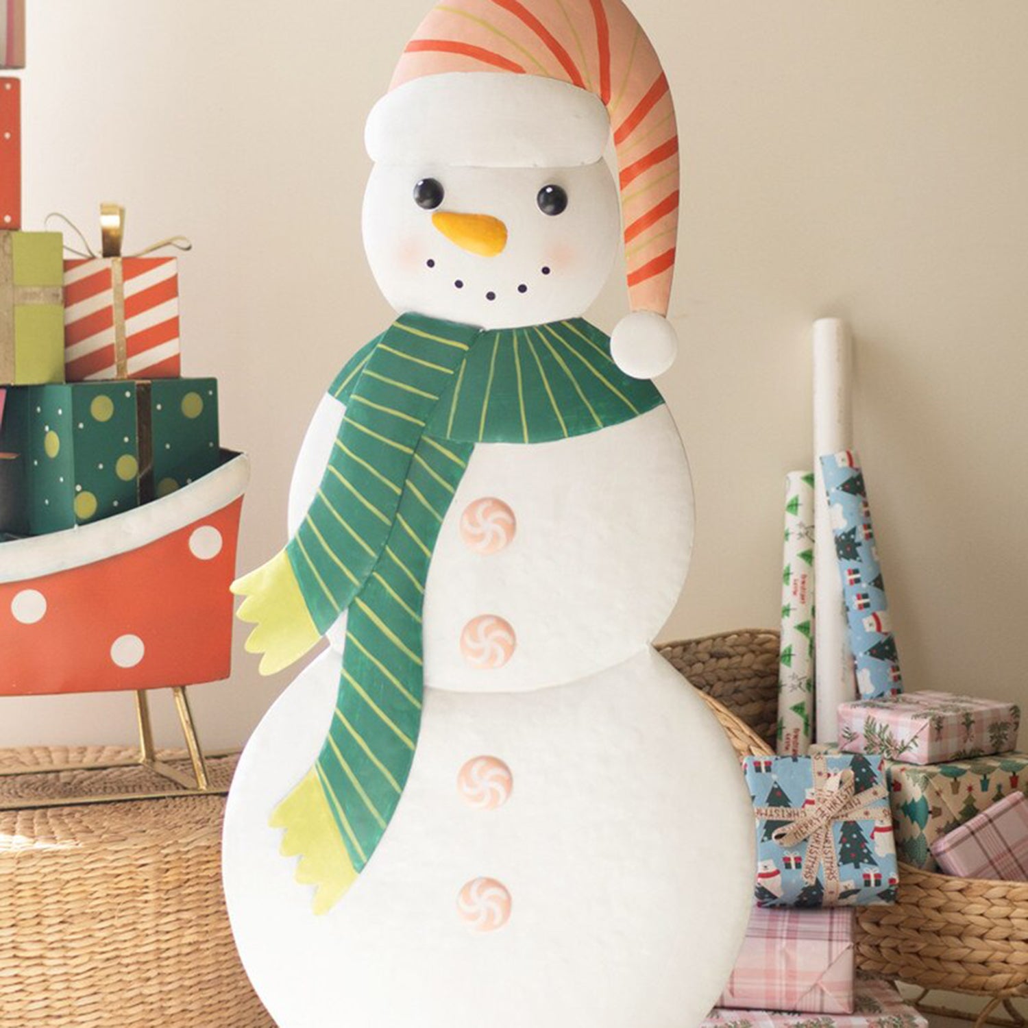 Large Metal Colorful Snowman