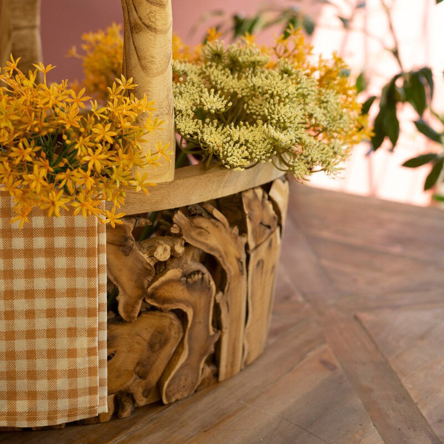 Driftwood Baskets with Handle Set of 2