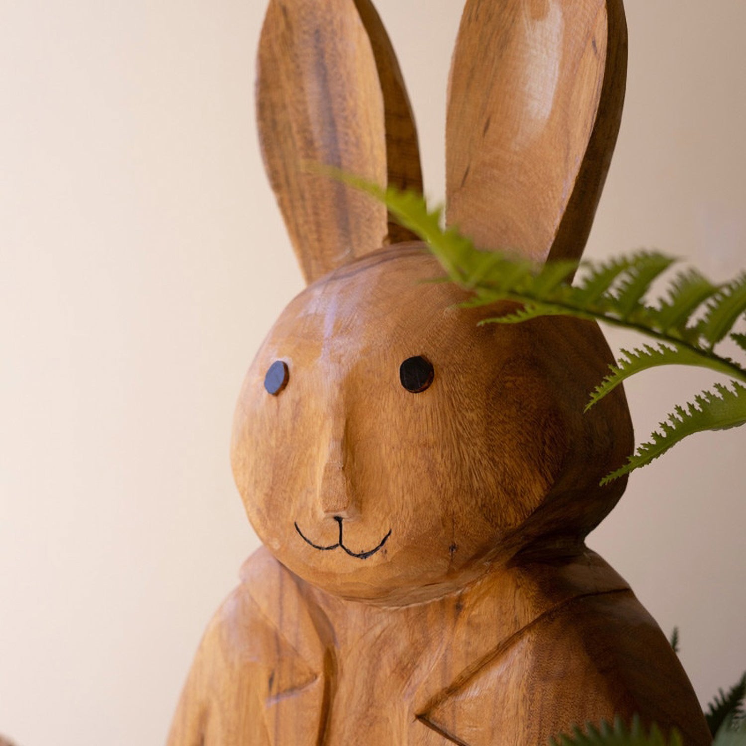Standing Camphor Wood Rabbit Sculpture