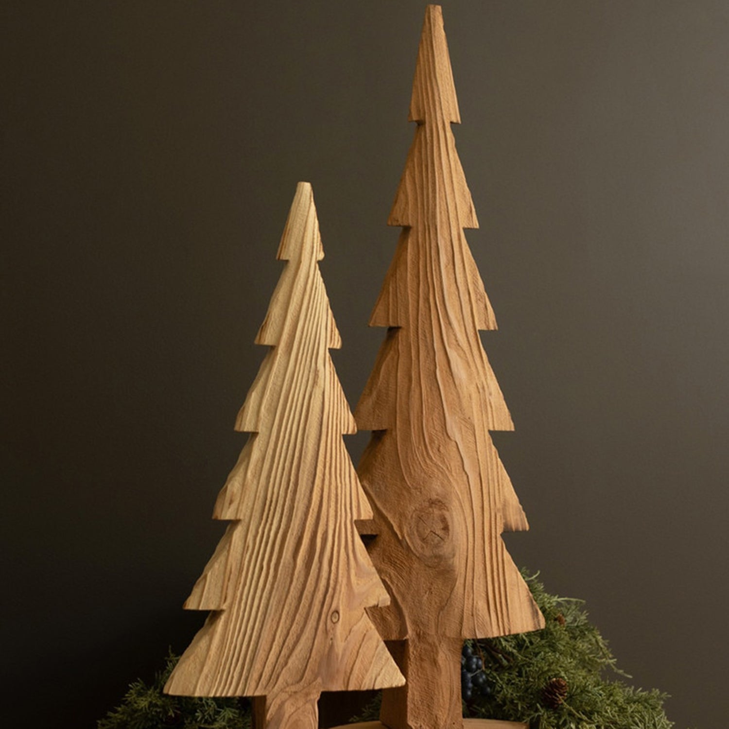 Fir Wood Christmas Tree Set of 2