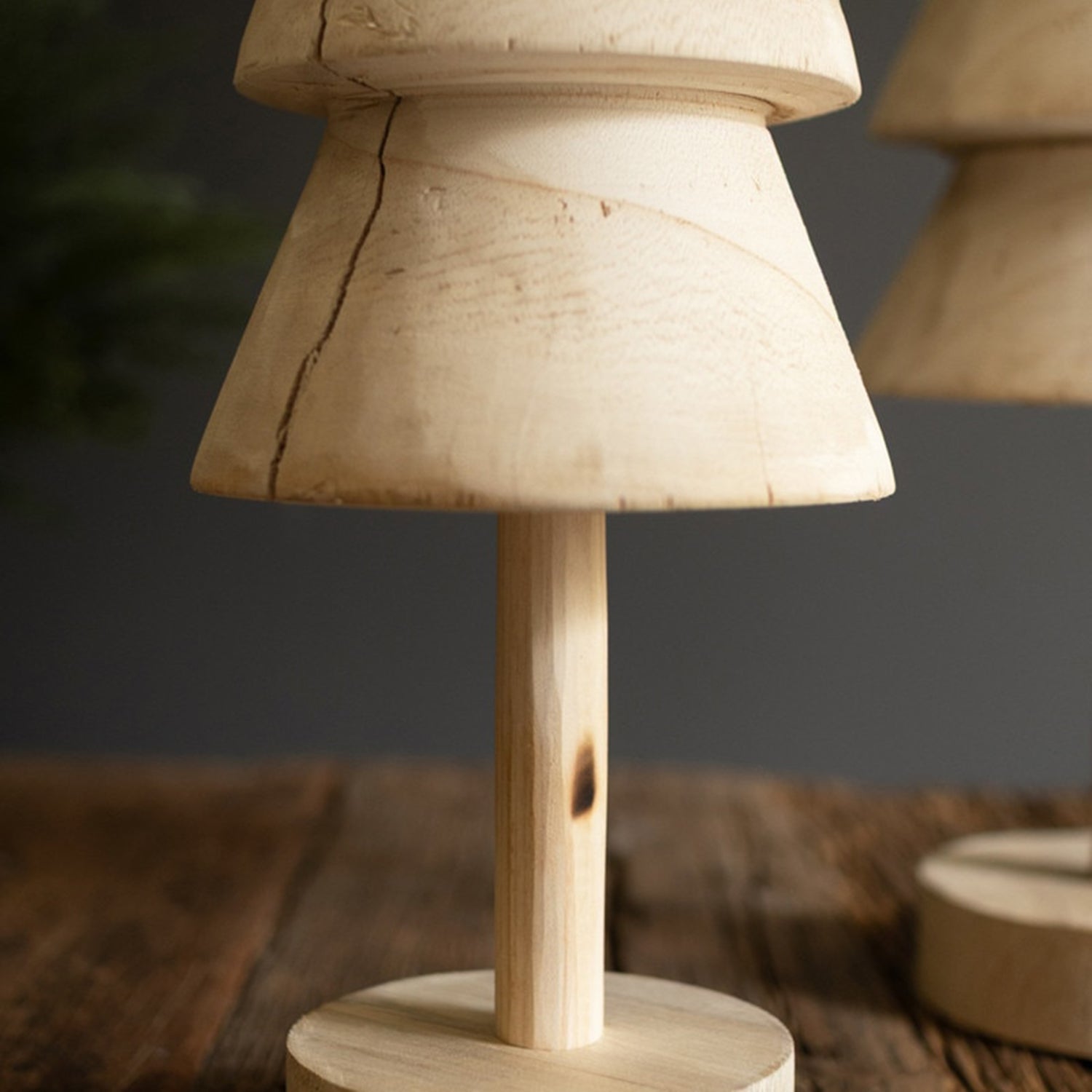 Turned Wood Christmas Tree Set of 2
