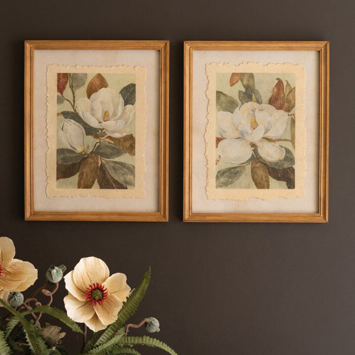 Magnolia Framed Print Under Glass Set of 2