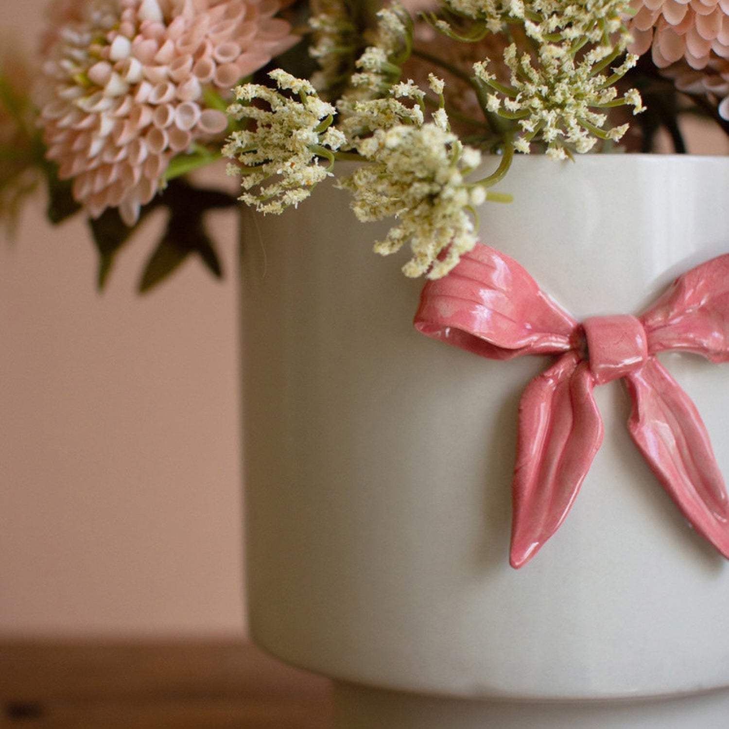 Pink Bow Flower Pot Set of 2
