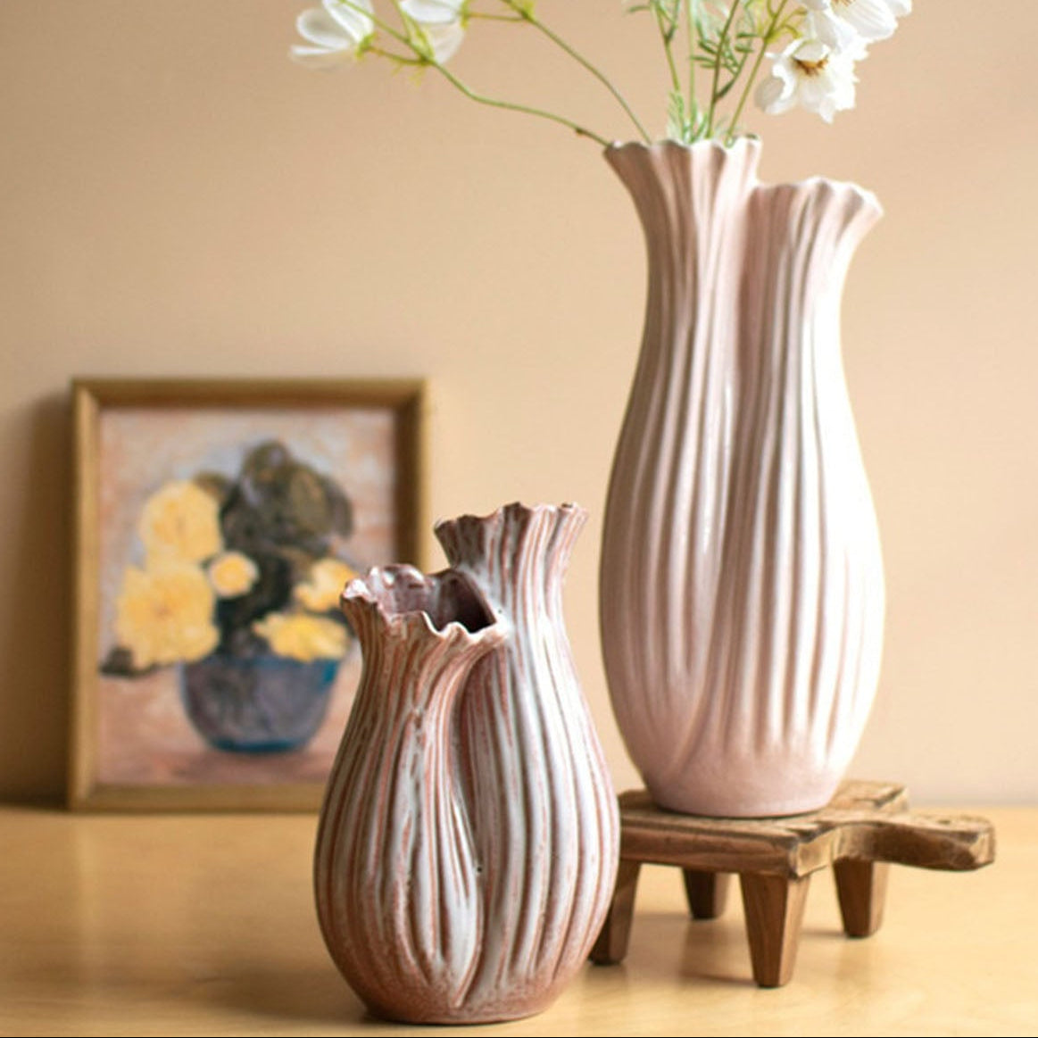 Organic Fluted Vase Set of 2