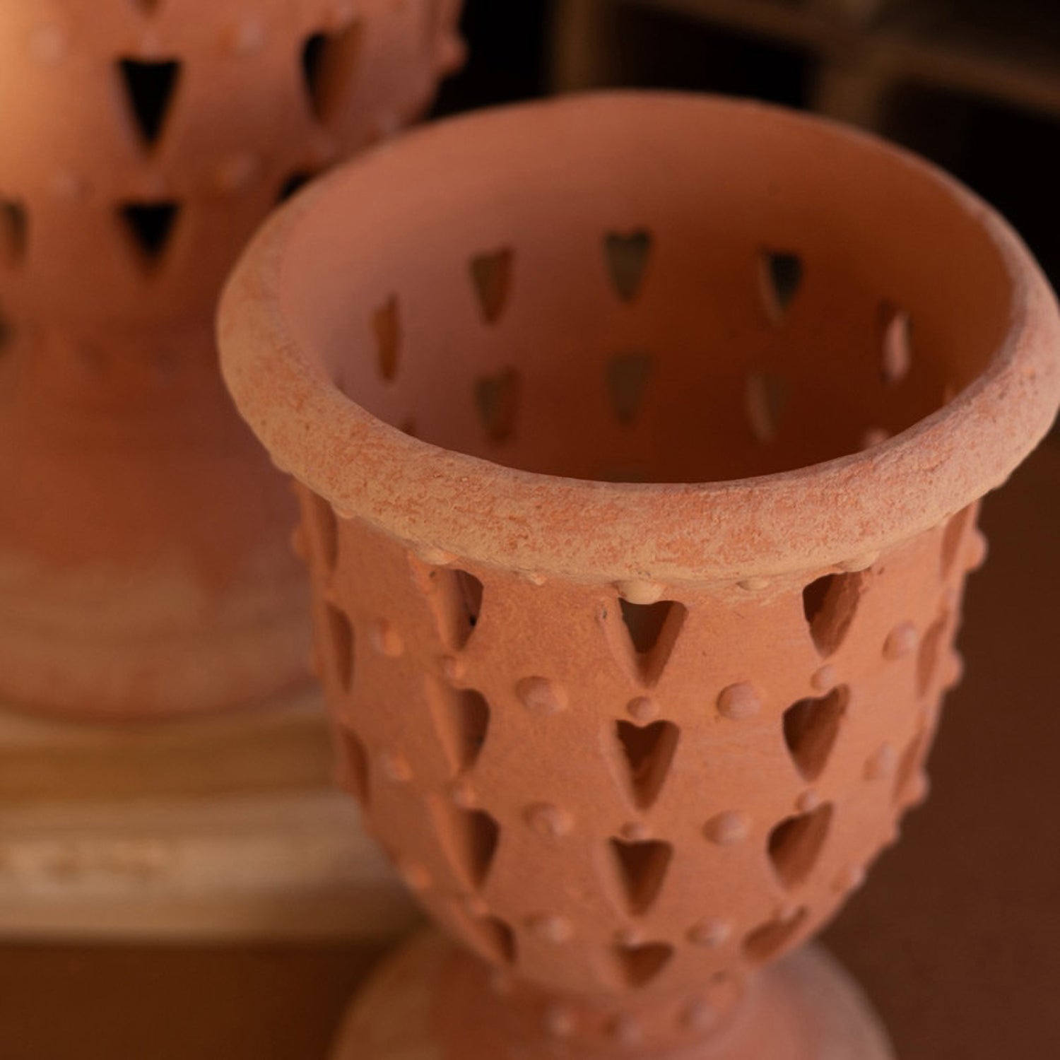 Terracotta Perforated Urn Set of 2
