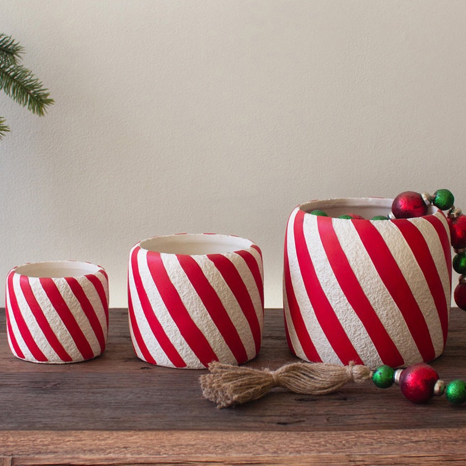Candy Cane Planter Set of 3