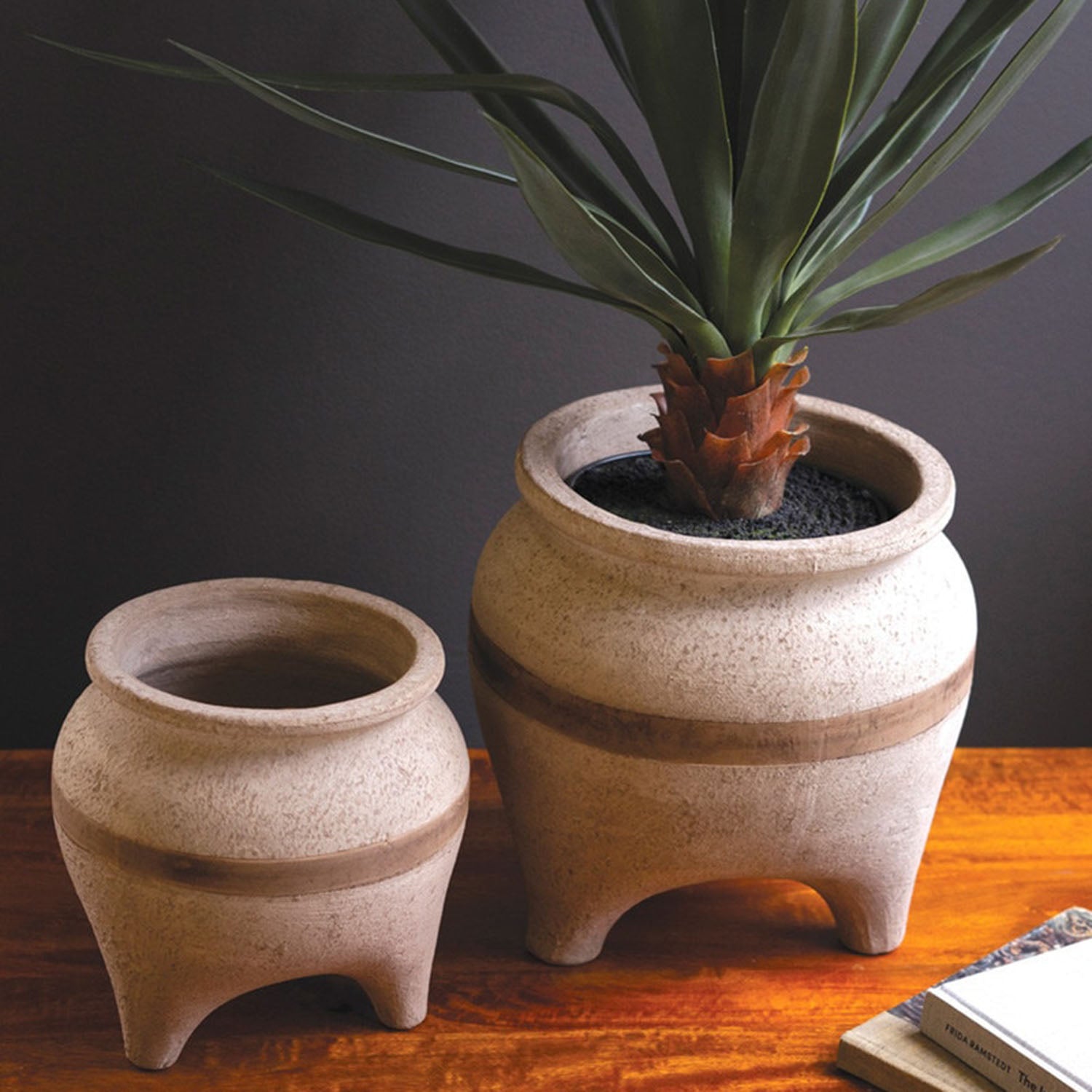 Brown Stripe Planter Set of 2