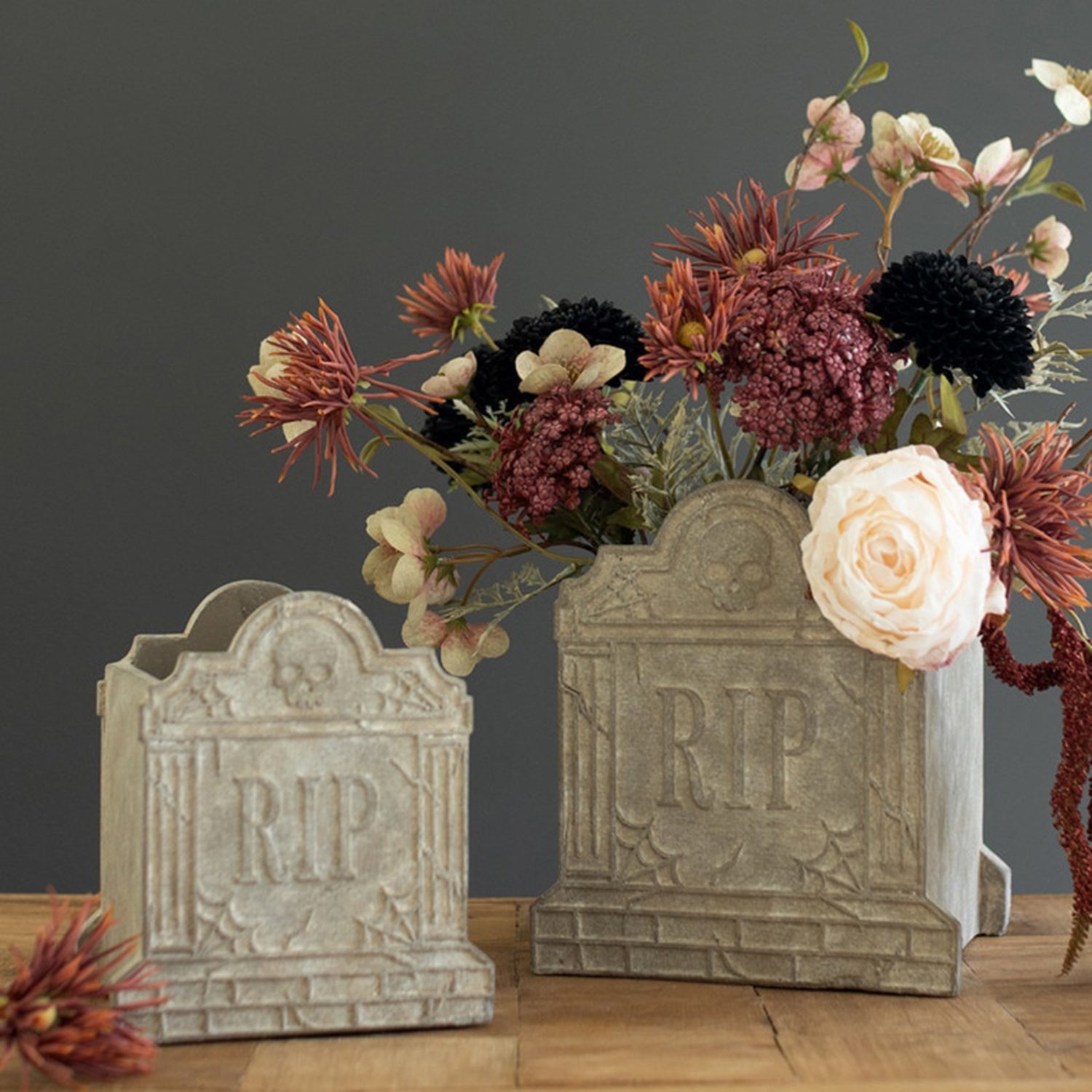 Halloween Cement Rip Planter Set of 2