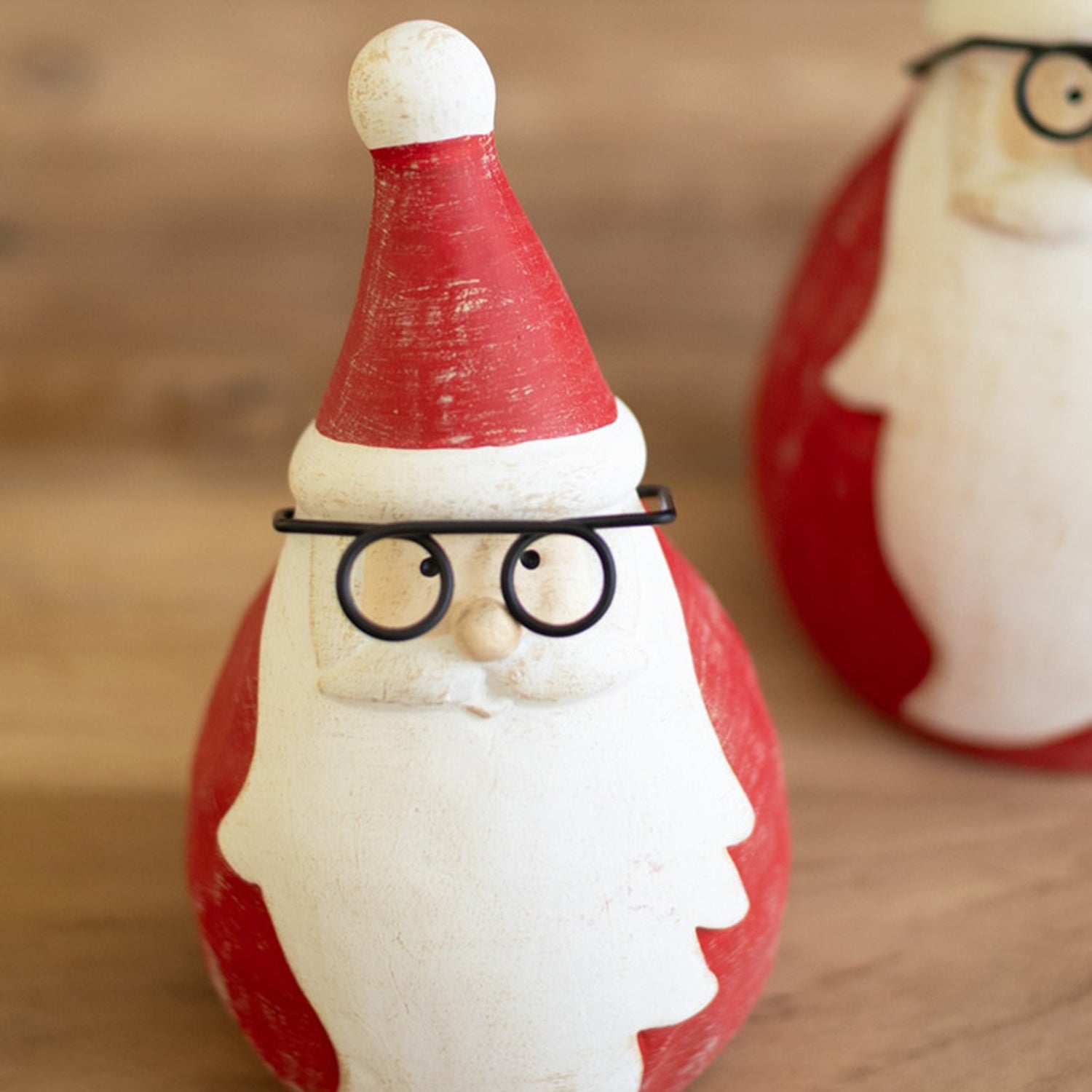 Cement Santas with Glass Set of 2