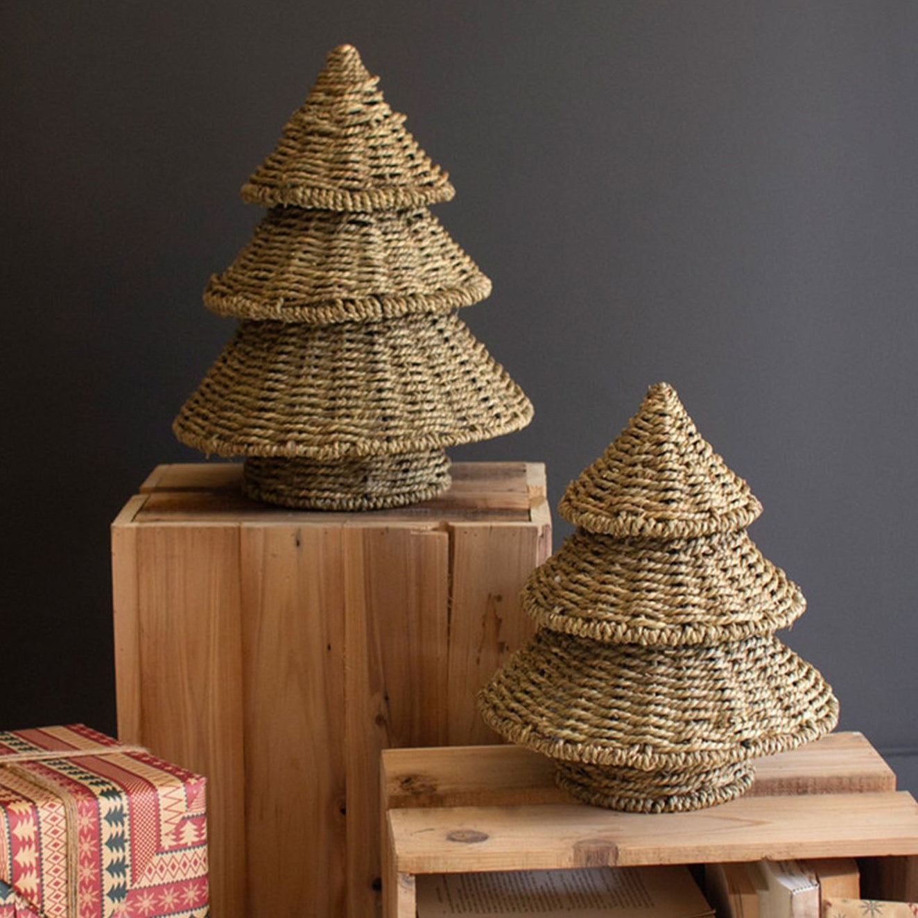 Woven Vine Christmas Trees Set of 2