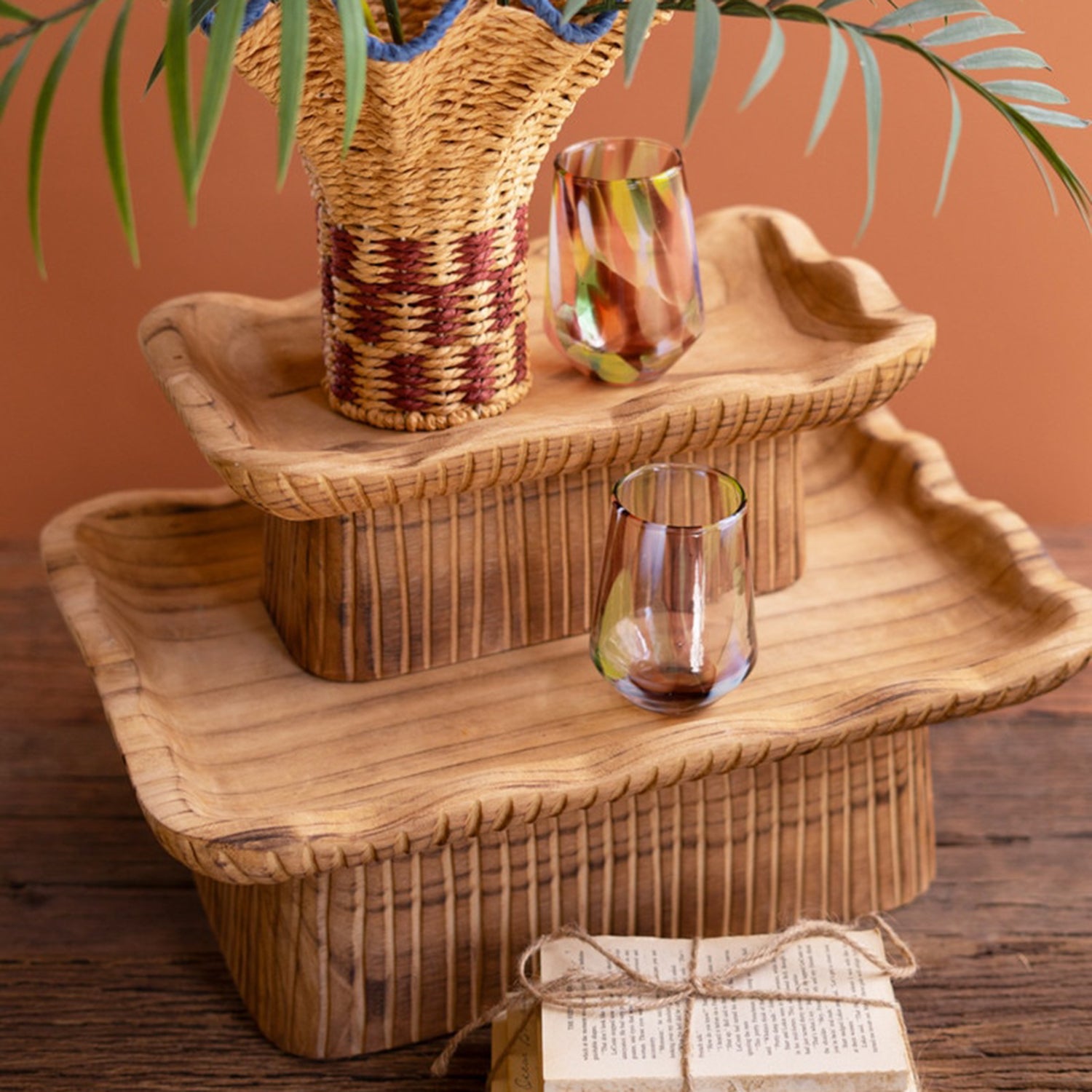 Rectangle Wooden Compote Set of 2