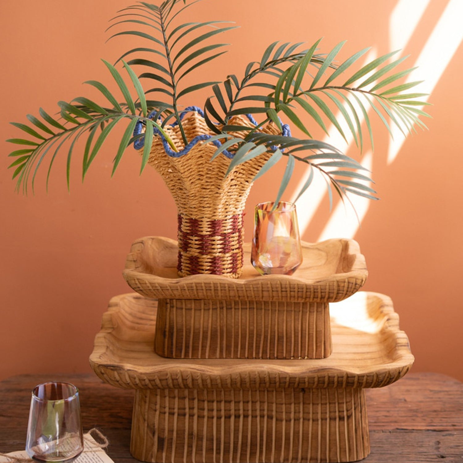 Rectangle Wooden Compote Set of 2