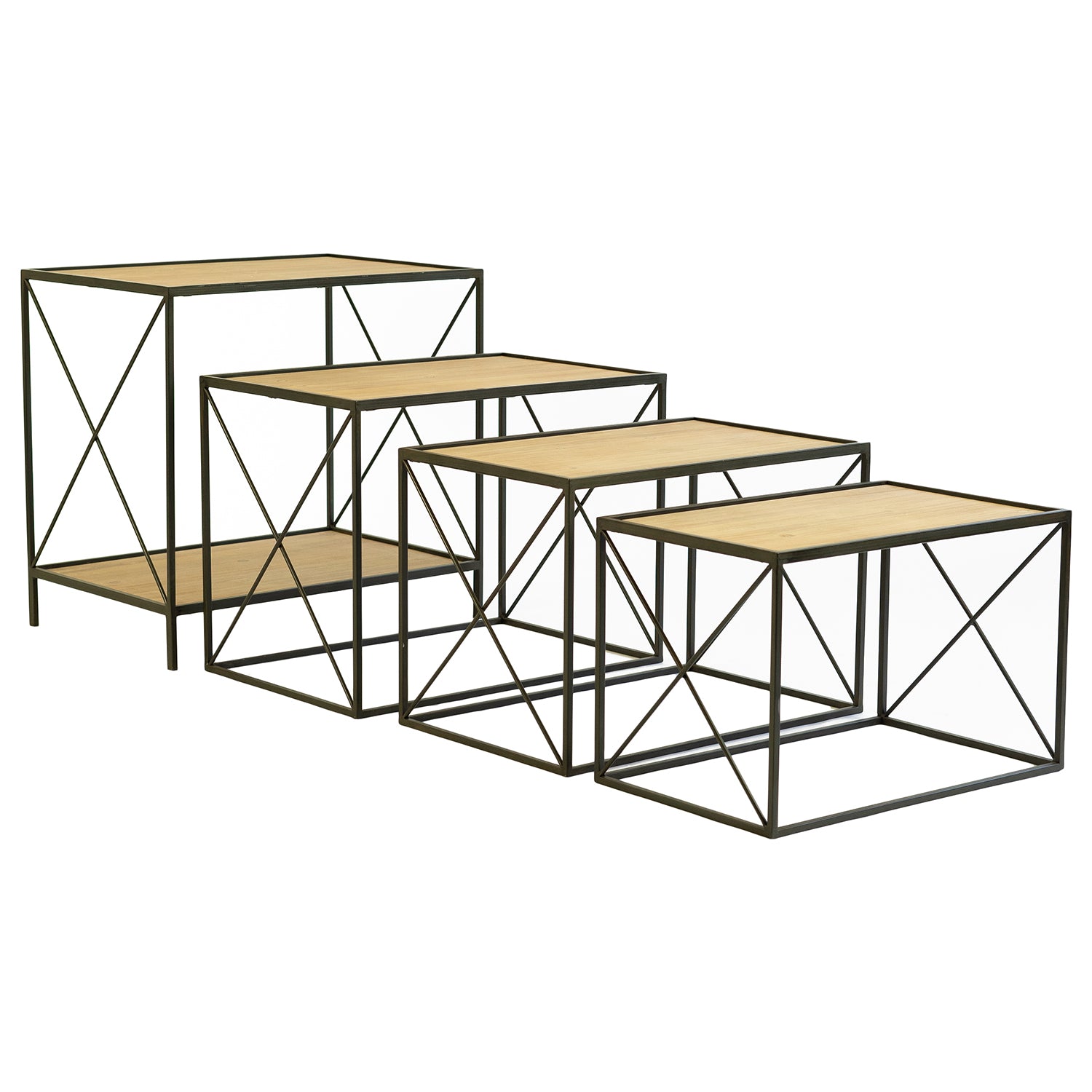 Metal & Wood Tiered Shelf Set of 4