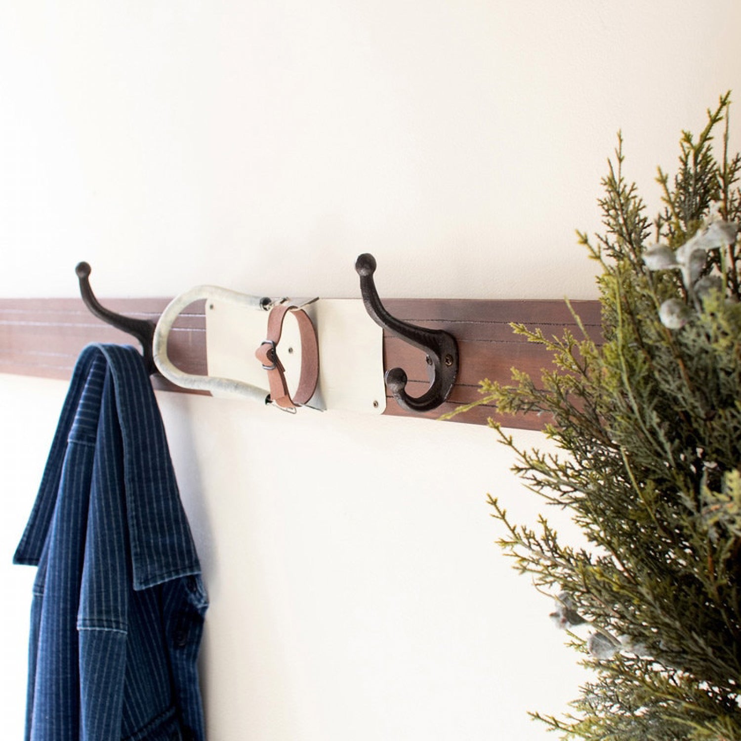 Wooden Ski Wall Coat Rack