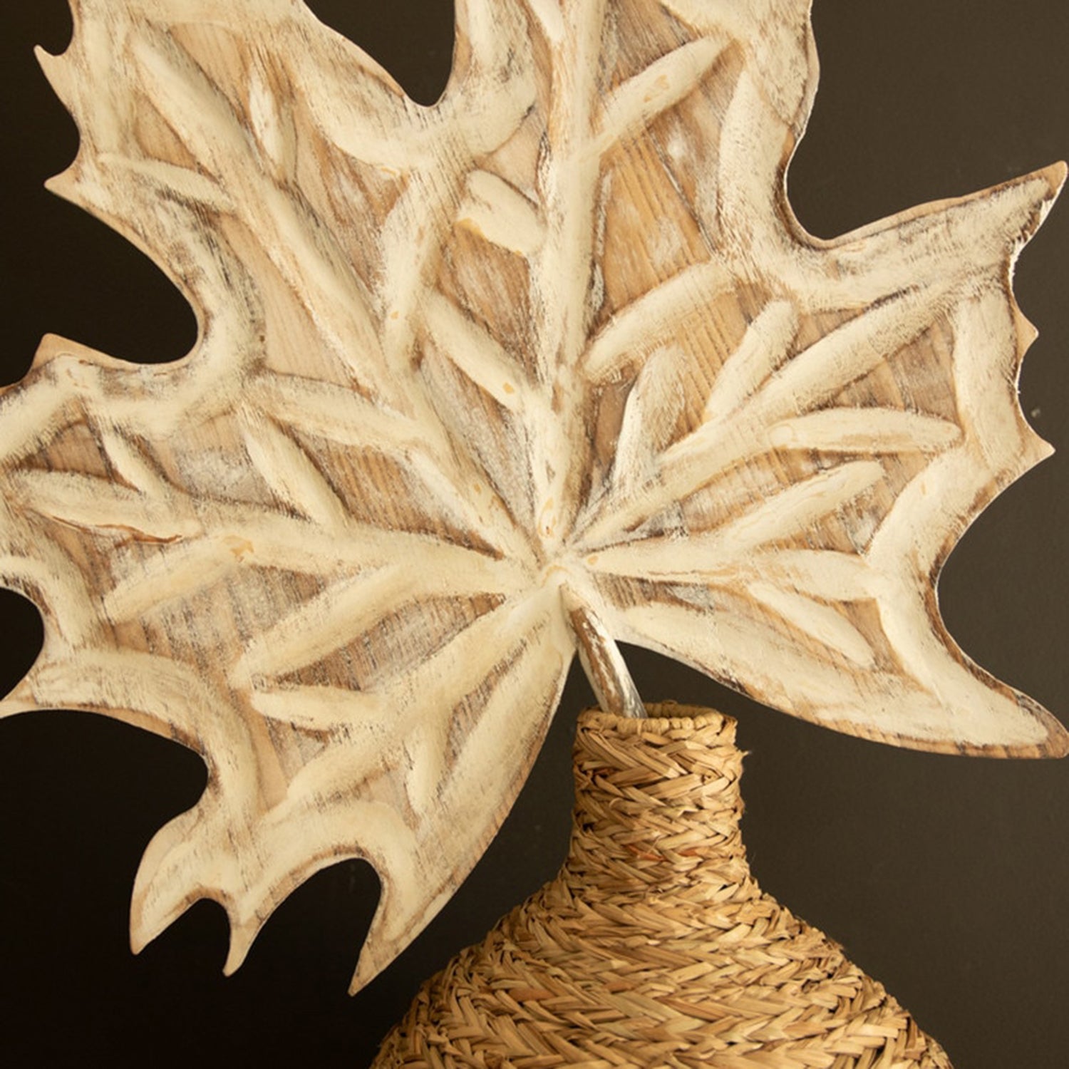 Hand-Carved Paulownia Wood Maple Leaf