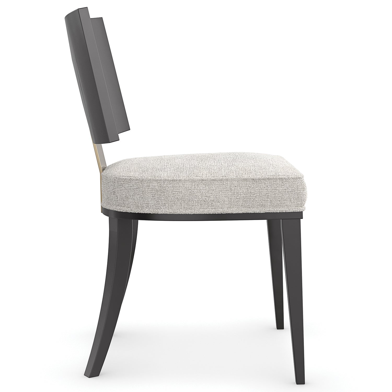 Caracole Champagne Side Chair Set of 2 in Almost Black, upholstery and material detail