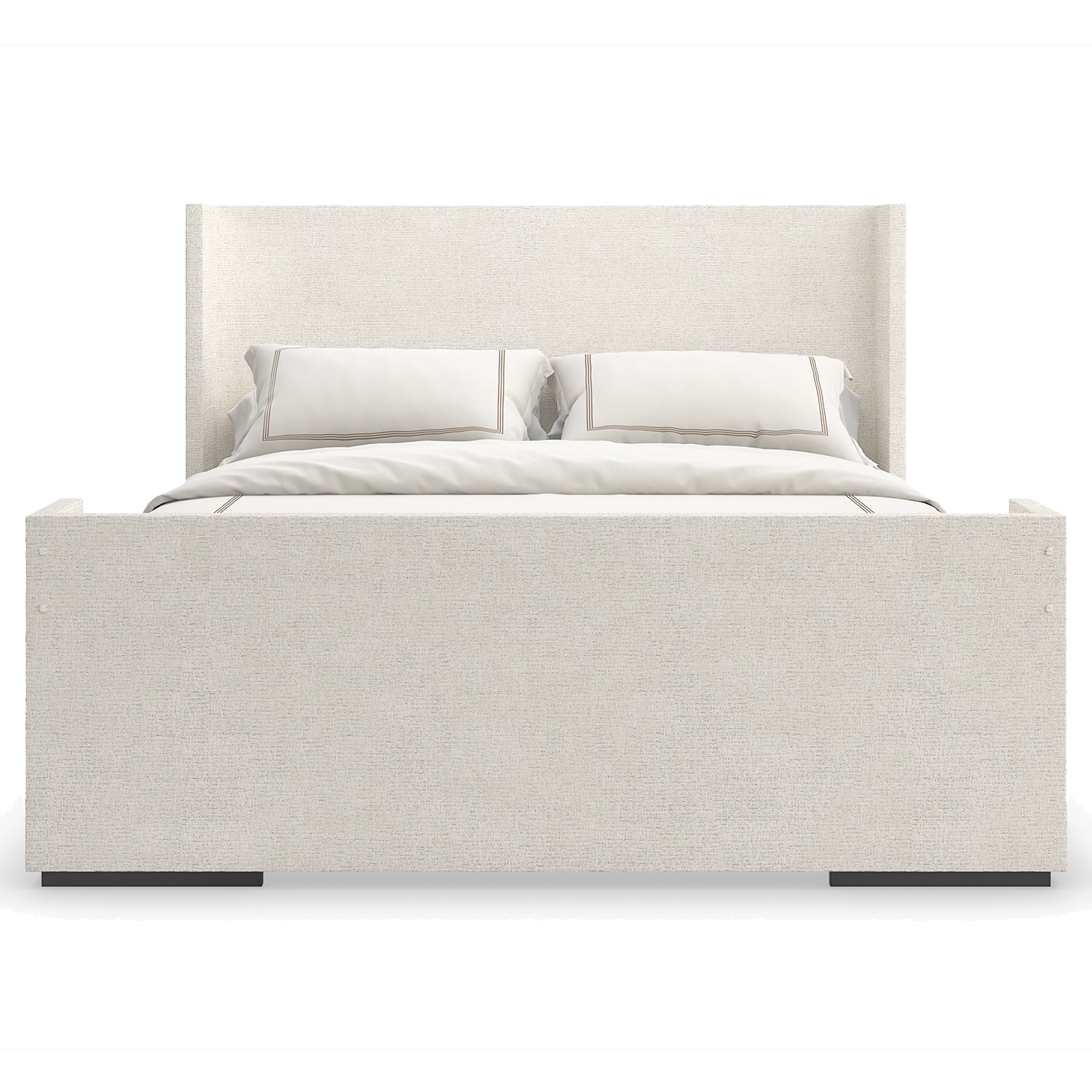 Caracole Shelter Me Bed side profile in Cream, Almost Black