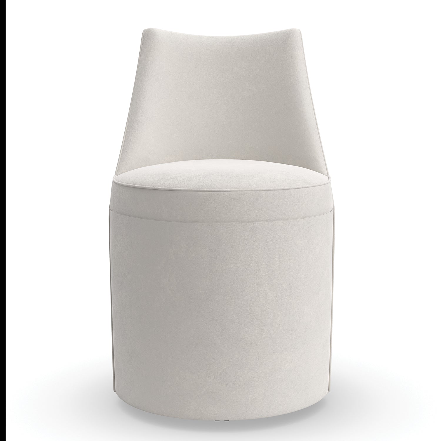 Caracole Barrel Roll Dining Chair Set of 2 in White, full profile view