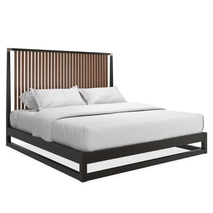 Caracole Pinstripe Slatted Dark King Bed
