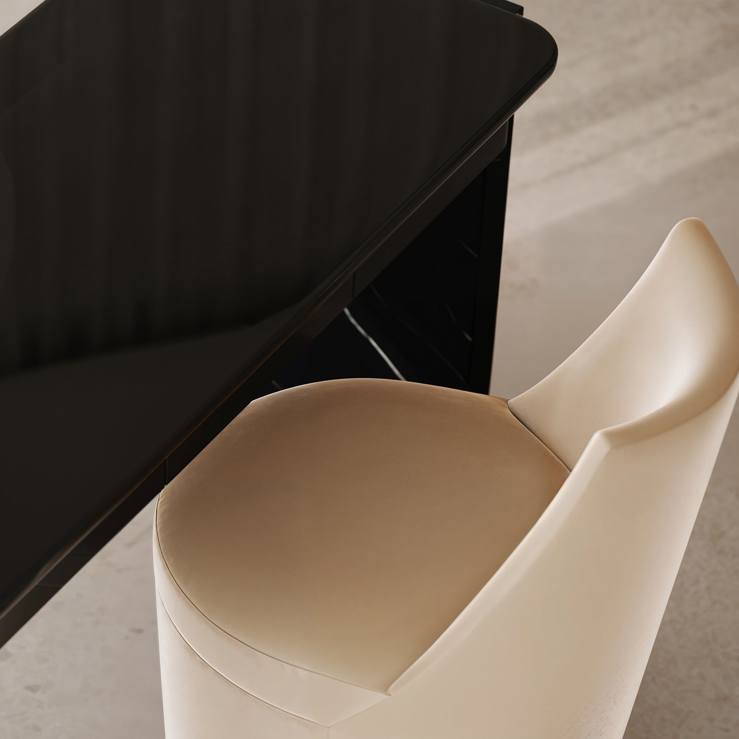 Caracole Barrel Roll Dining Chair Set of 2 in White, close-up detail