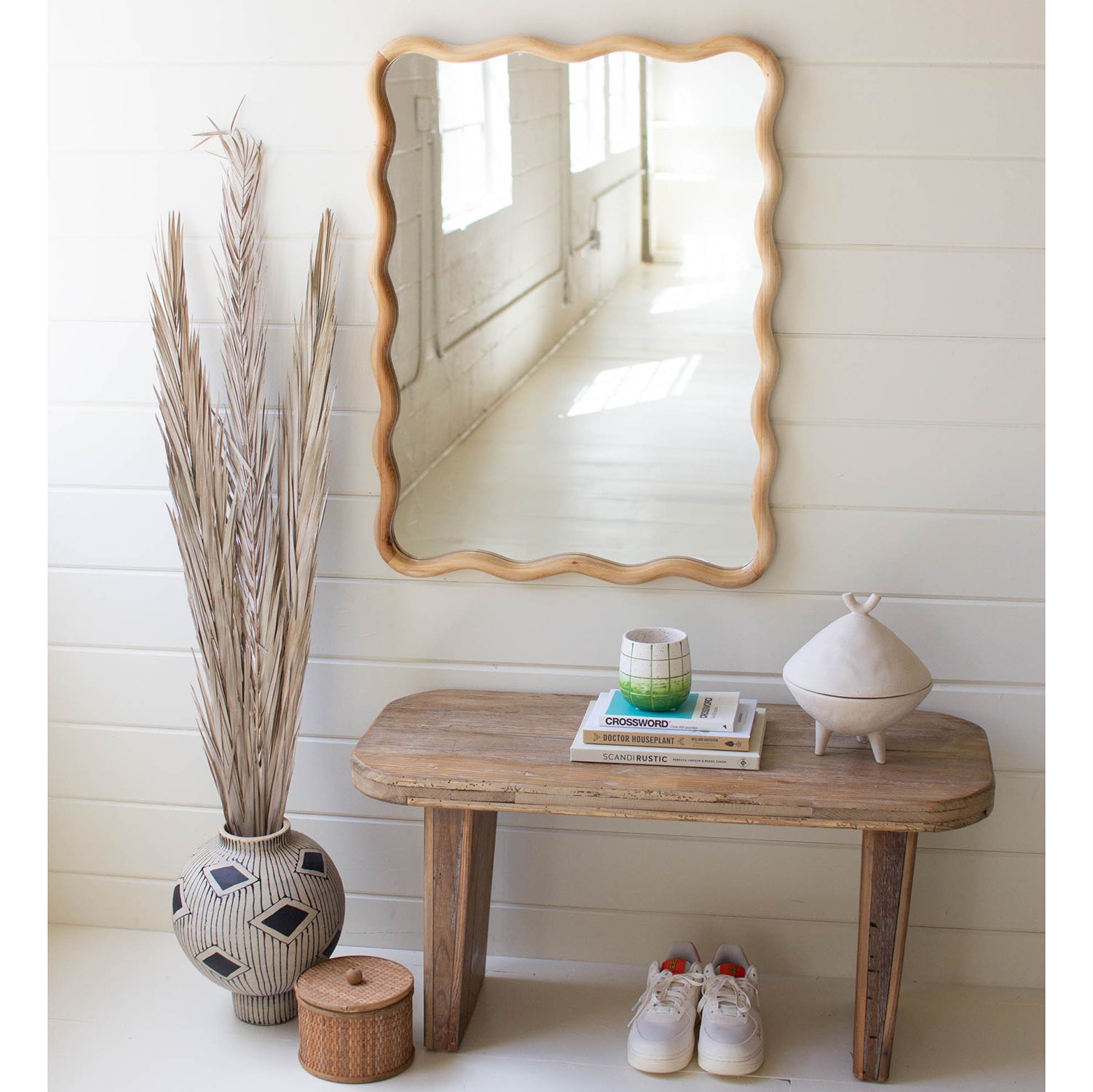 Wooden Squiggle Wall Mirror