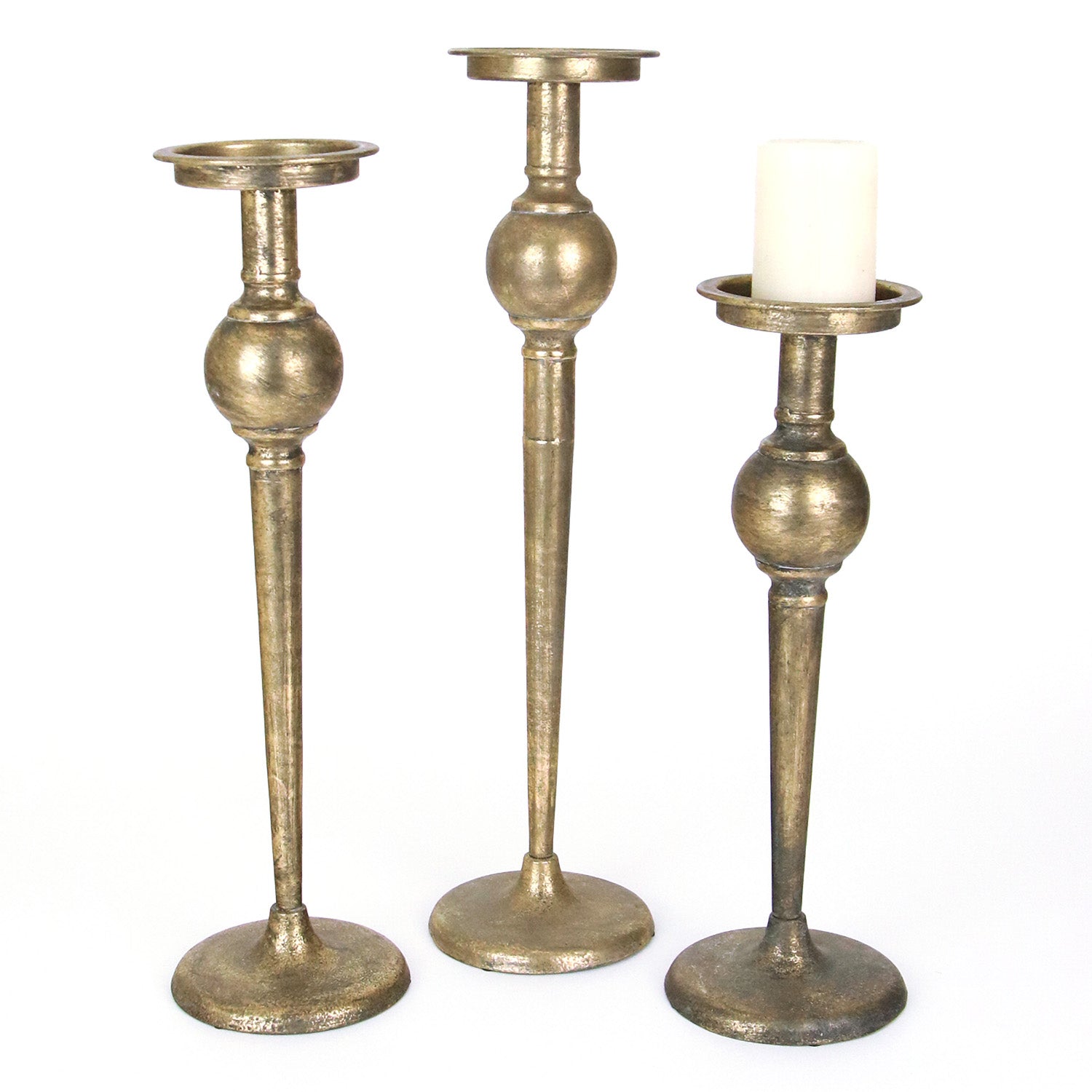 Antique Brass Candle Stand Set of 3