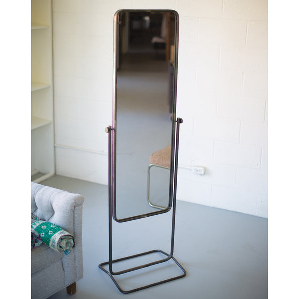 Metal Stand Tall Floor Mirror Paynes Gray
