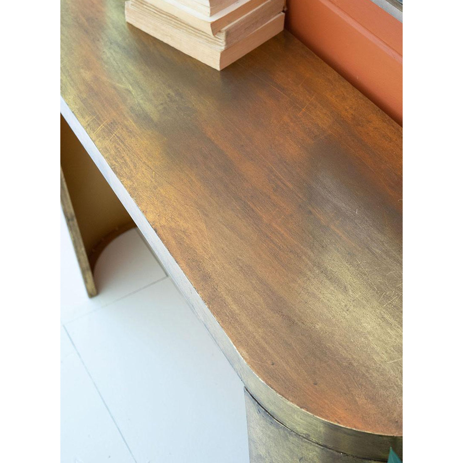 Antique Brass Oval Console Table