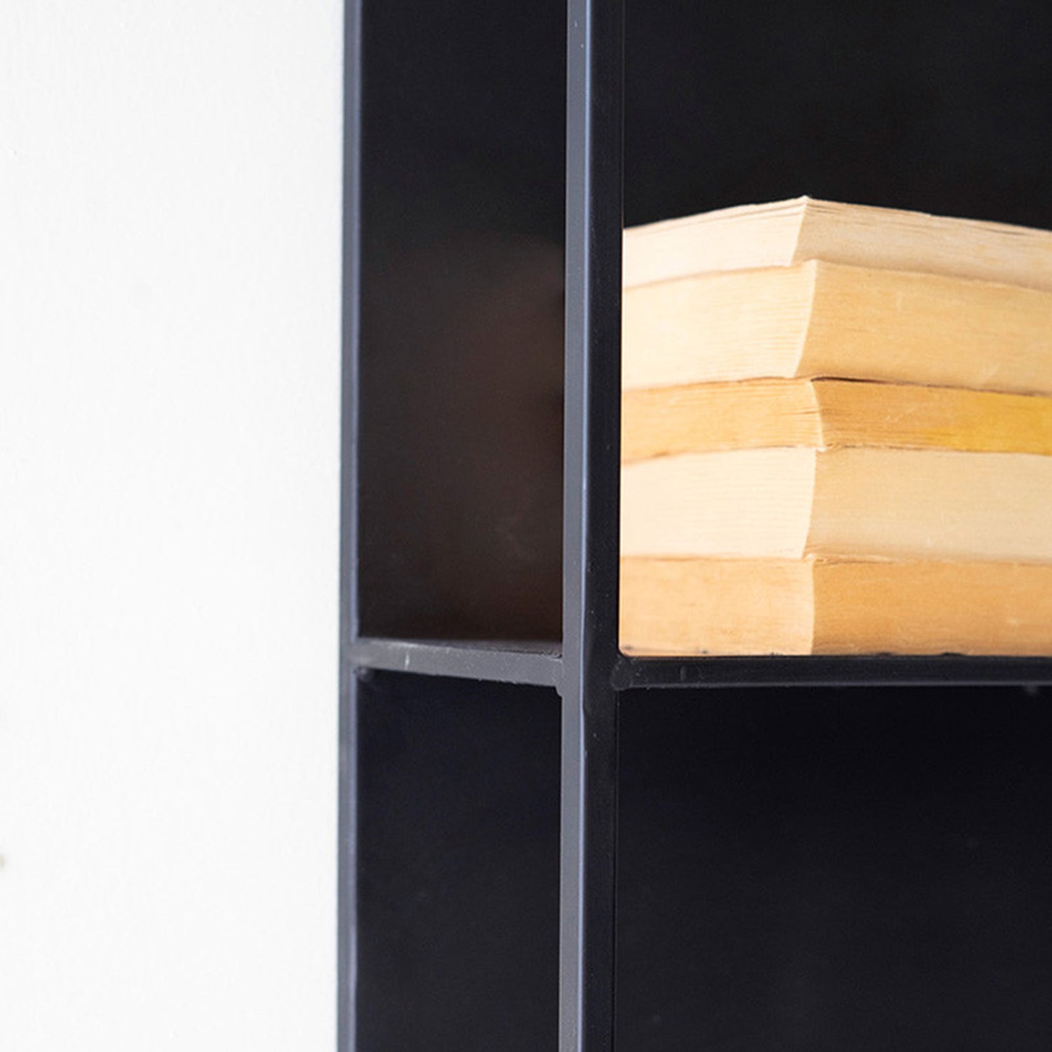 Black Metal Four-Tiered Tall Wall Shelf