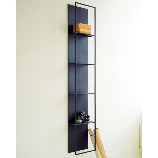 Black Metal Four Tiered Tall Wall Shelf Paynes Gray Black metal four tiered tall wall shelf paynes gray