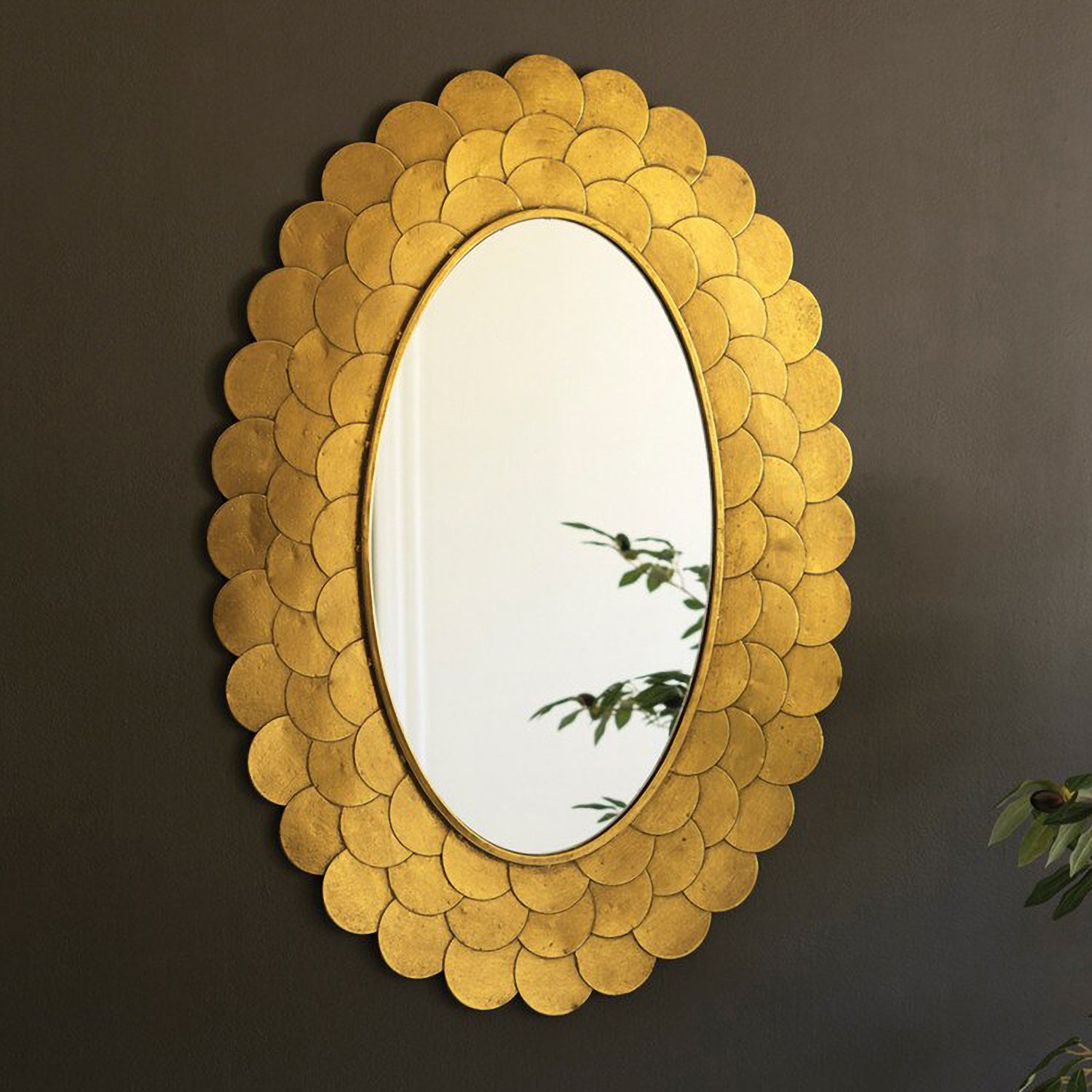 Layered Gold Scallop Framed Mirror