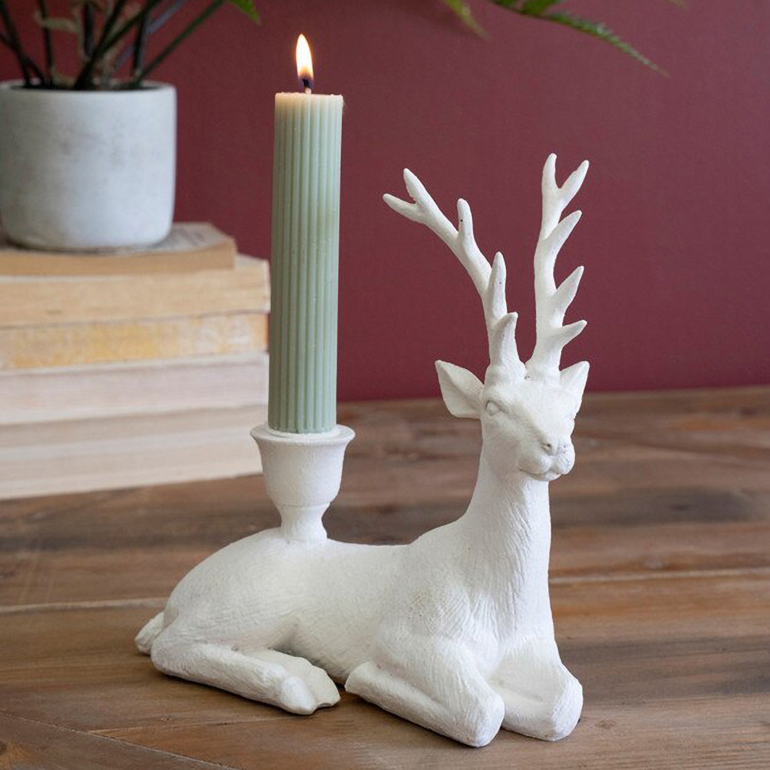 Christmas Deer Taper Candle Holder Set of 2