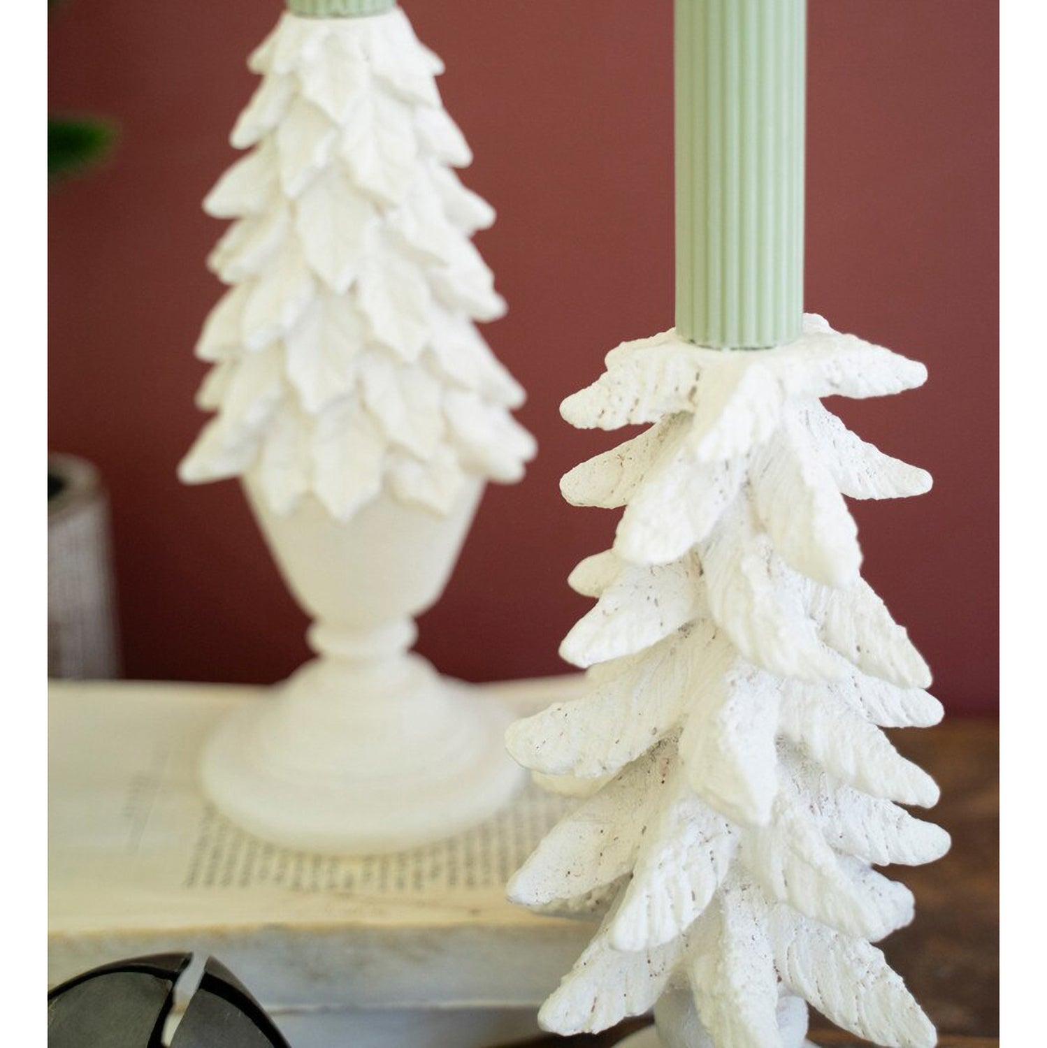 Polyresin Christmas Tree Candle Holder Set of 2