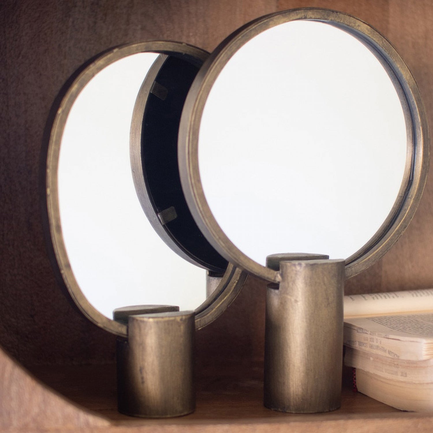 Antique Gold Tabletop Mirror Set of 2