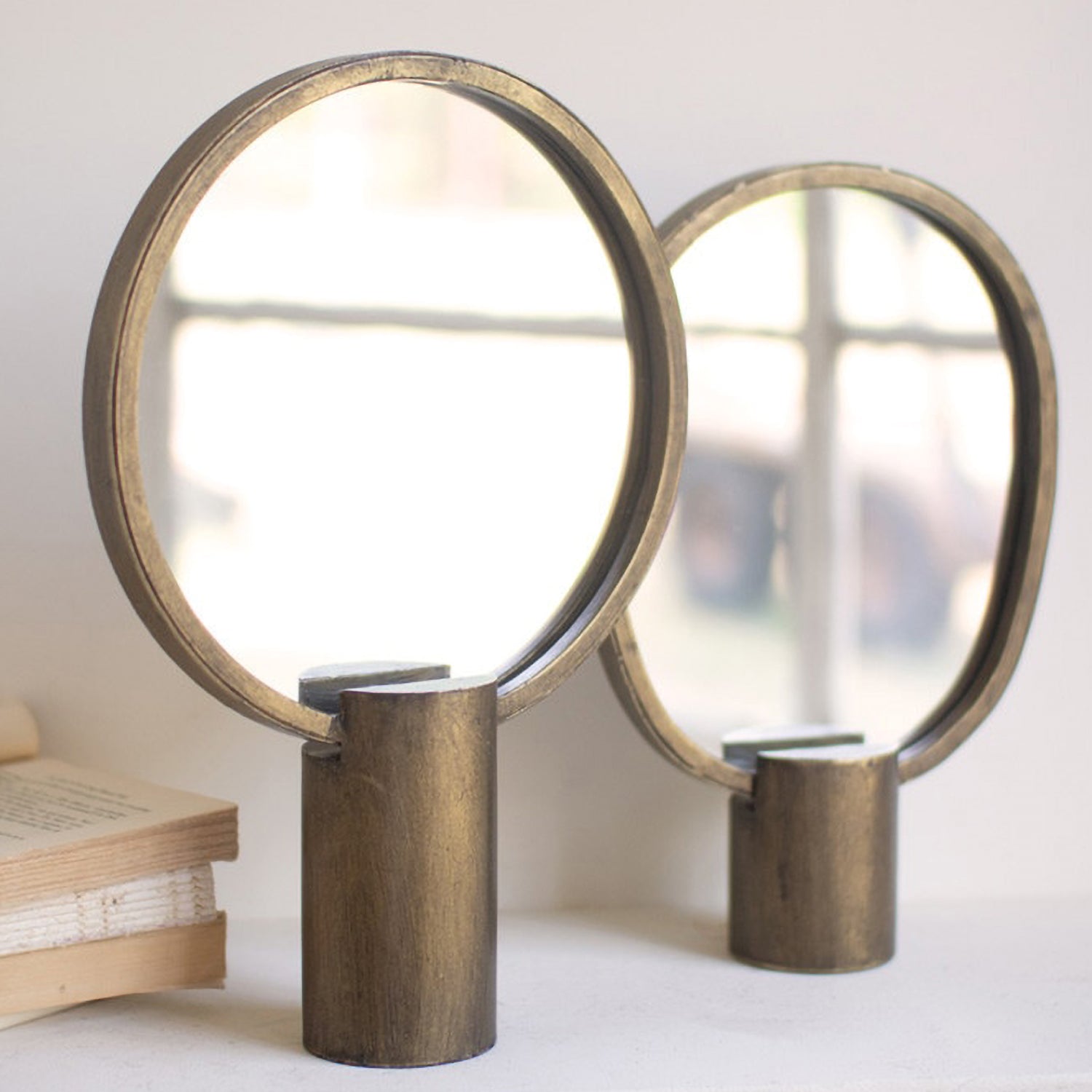 Antique Gold Tabletop Mirror Set of 2