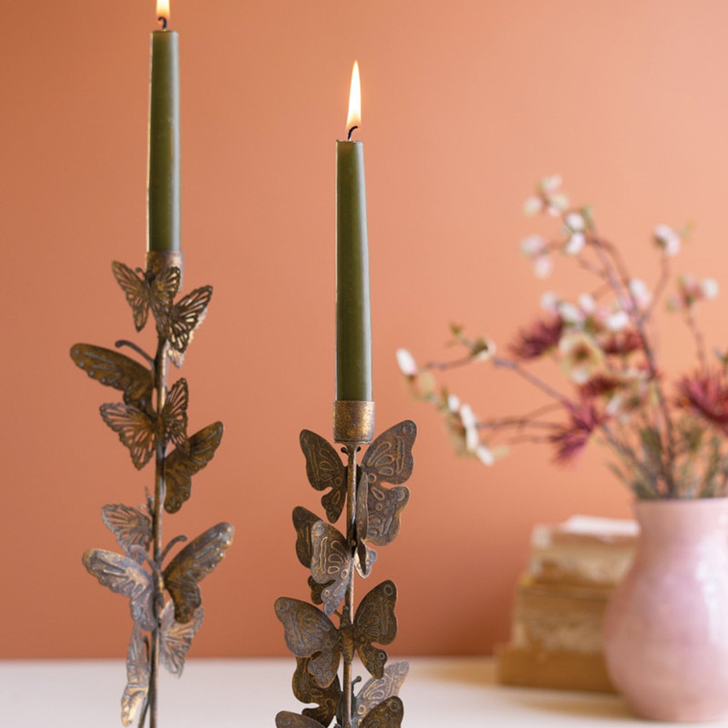 Butterflies Taper Candle Holder Set of 2