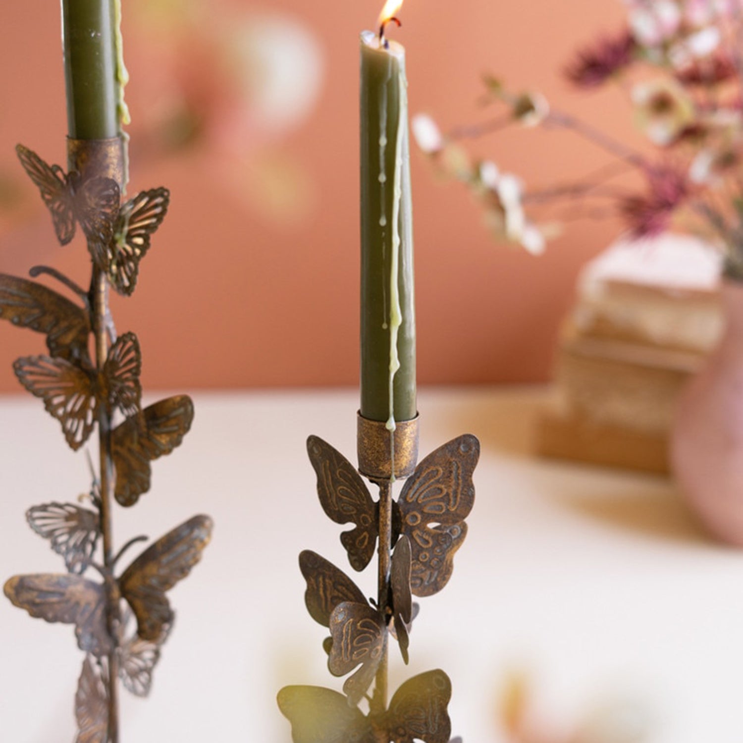Butterflies Taper Candle Holder Set of 2