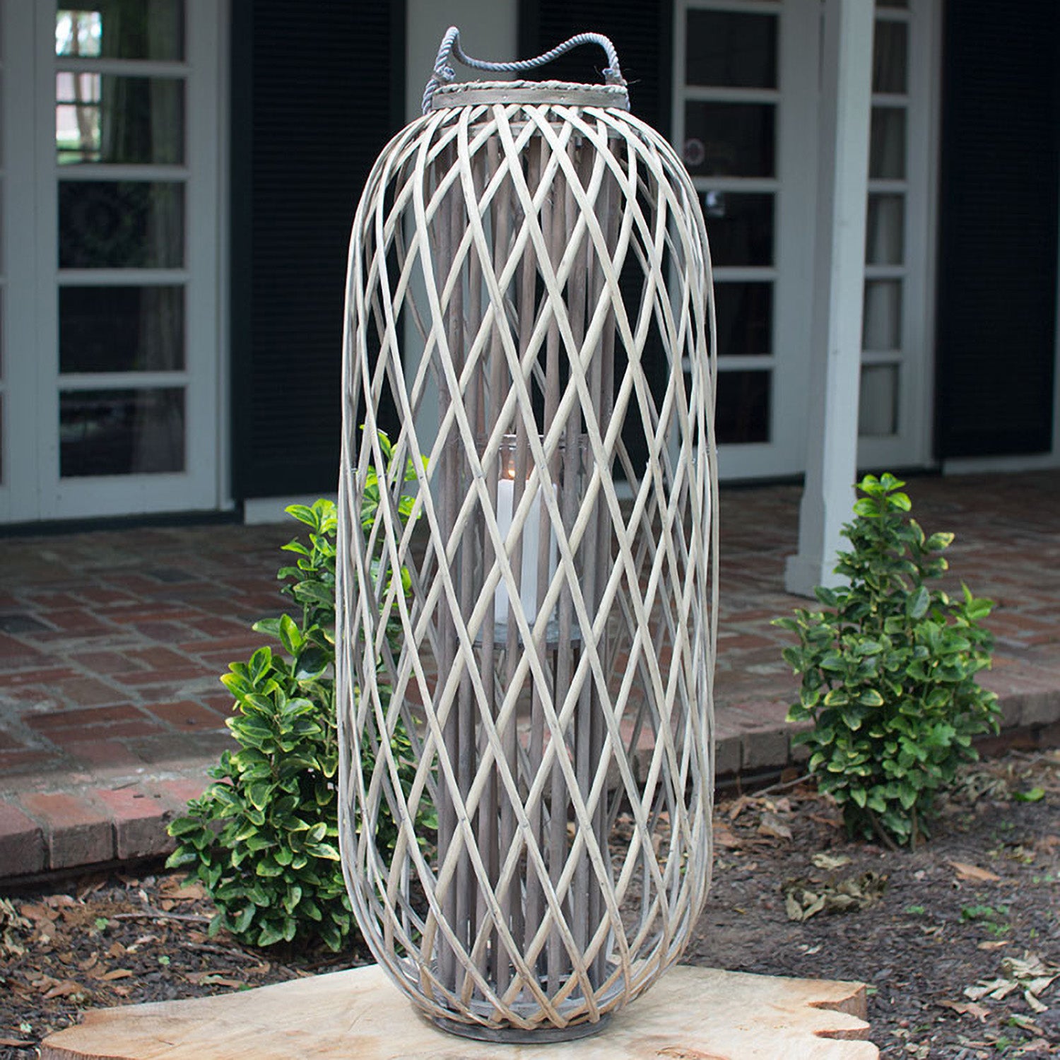 Willow Gray Tall Candle Lantern