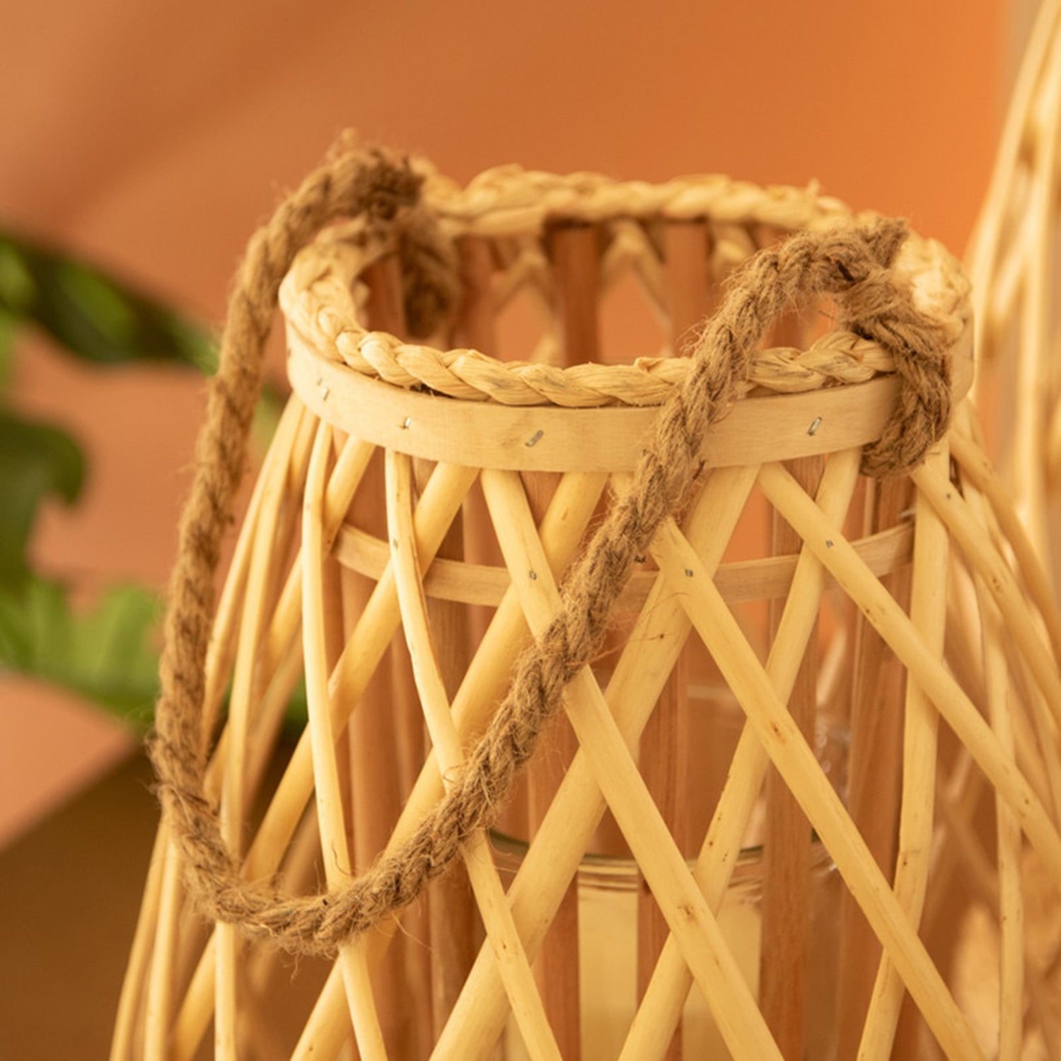 Willow Natural Lantern with Glass Insert Set of 3