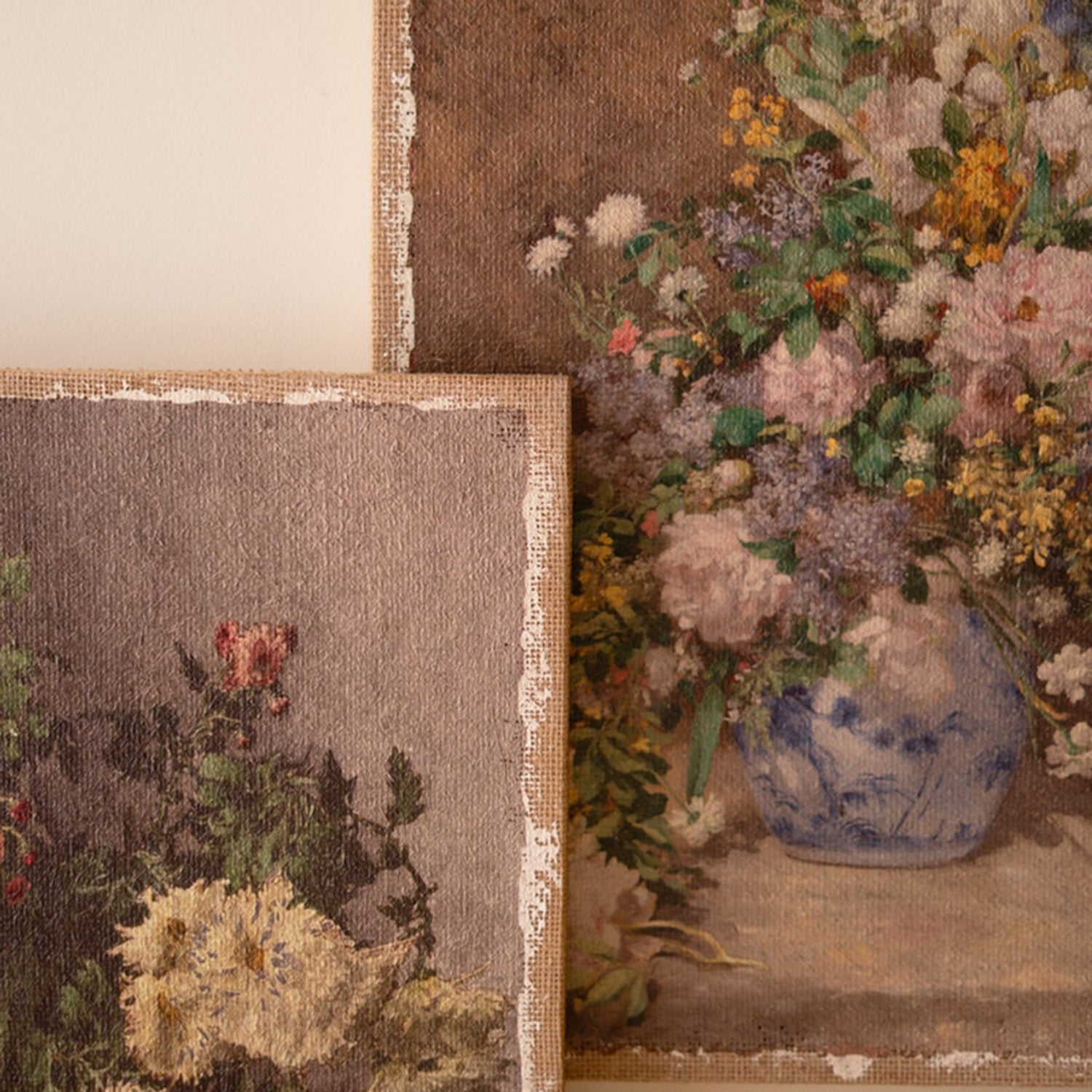 Canvas Paint over Print Flower Set of 2