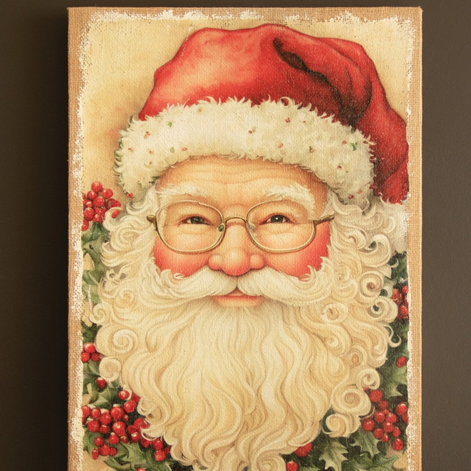 Canvas Paint over Print Santa