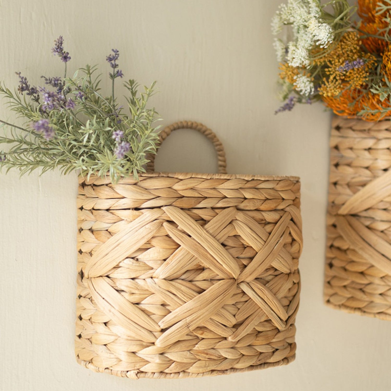 Water Hyacinth Wall Basket Set of 2