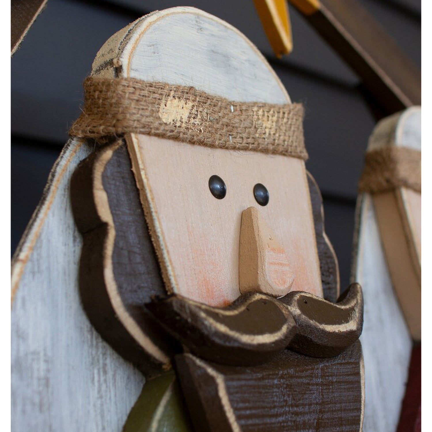 Painted Wood Nativity Scene