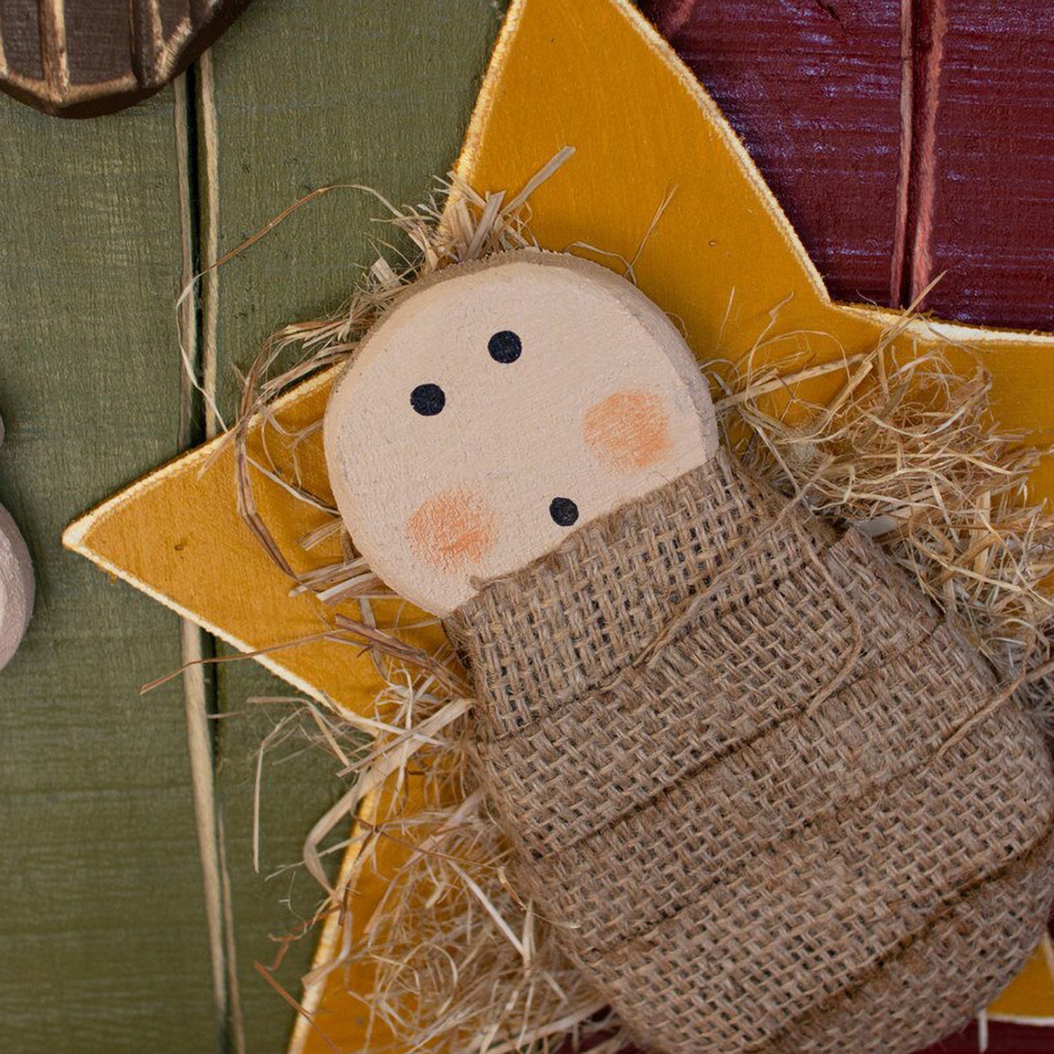 Painted Wood Nativity Scene