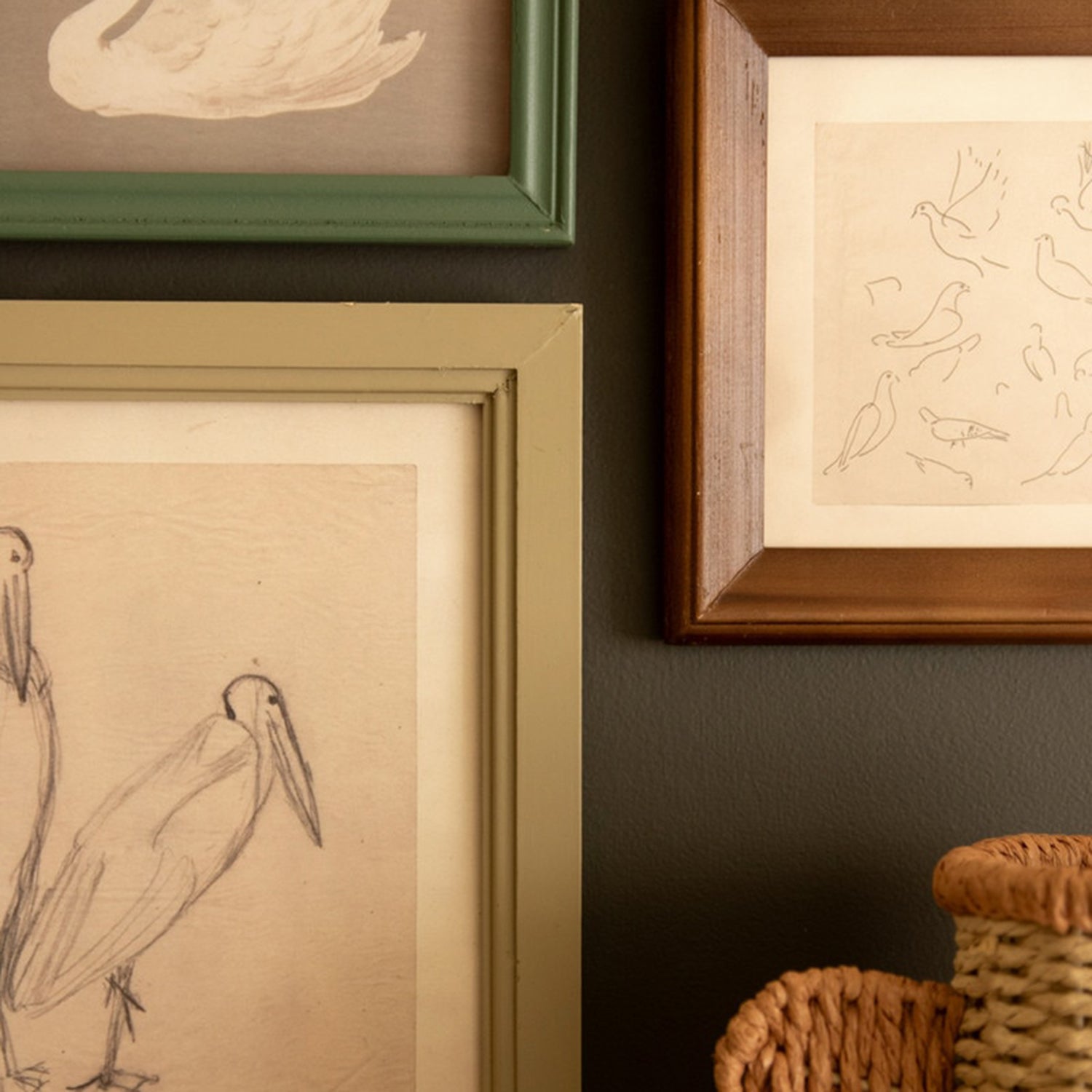 Birds Framed Art Under Glass Set of 3