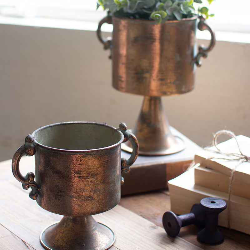Antique Copper Planter Set of 2