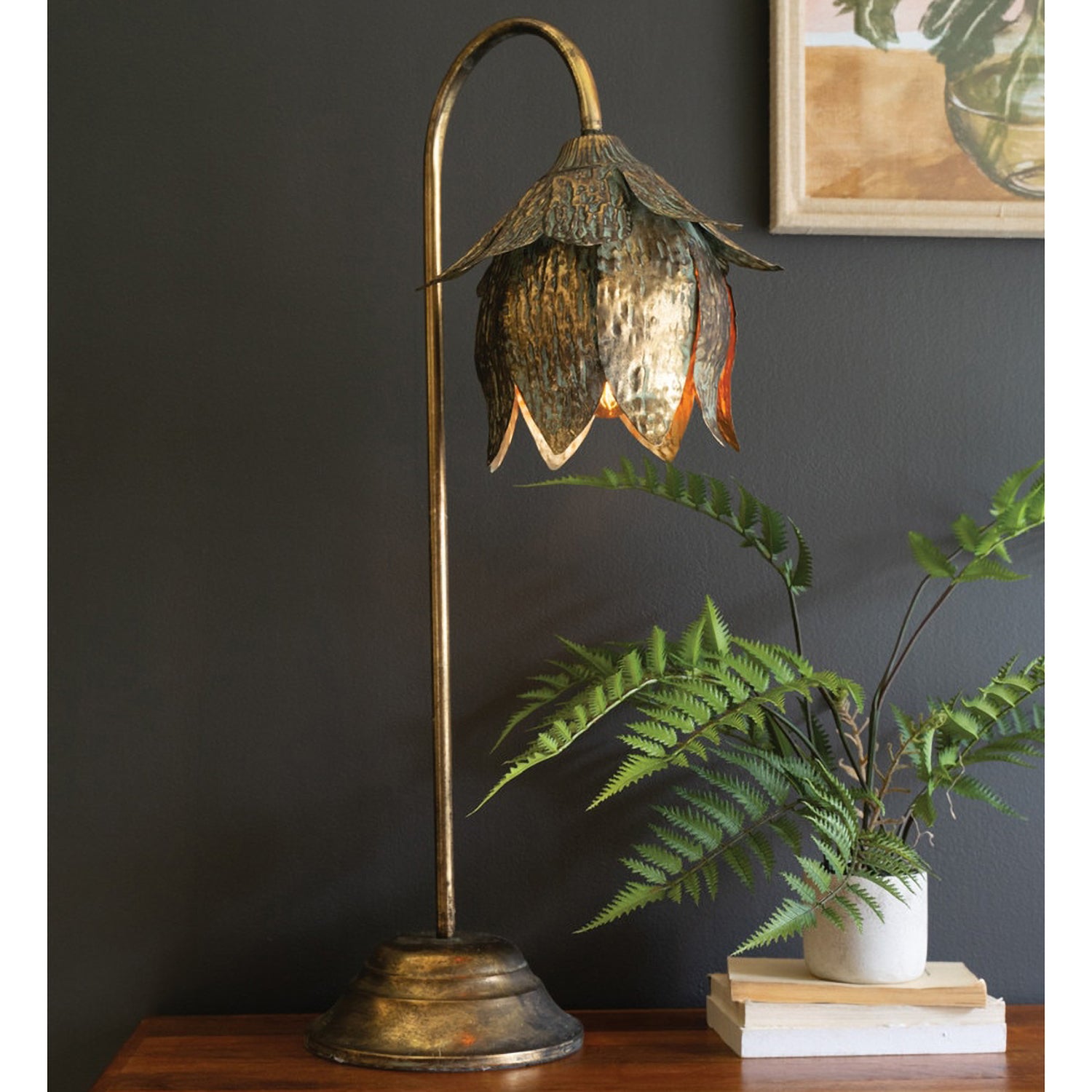 Antique Brass Tulip Table Lamp