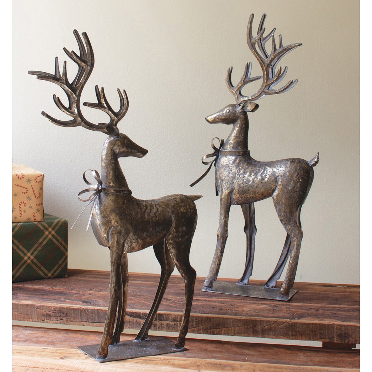 Rustic Metal Reindeer Set of 2