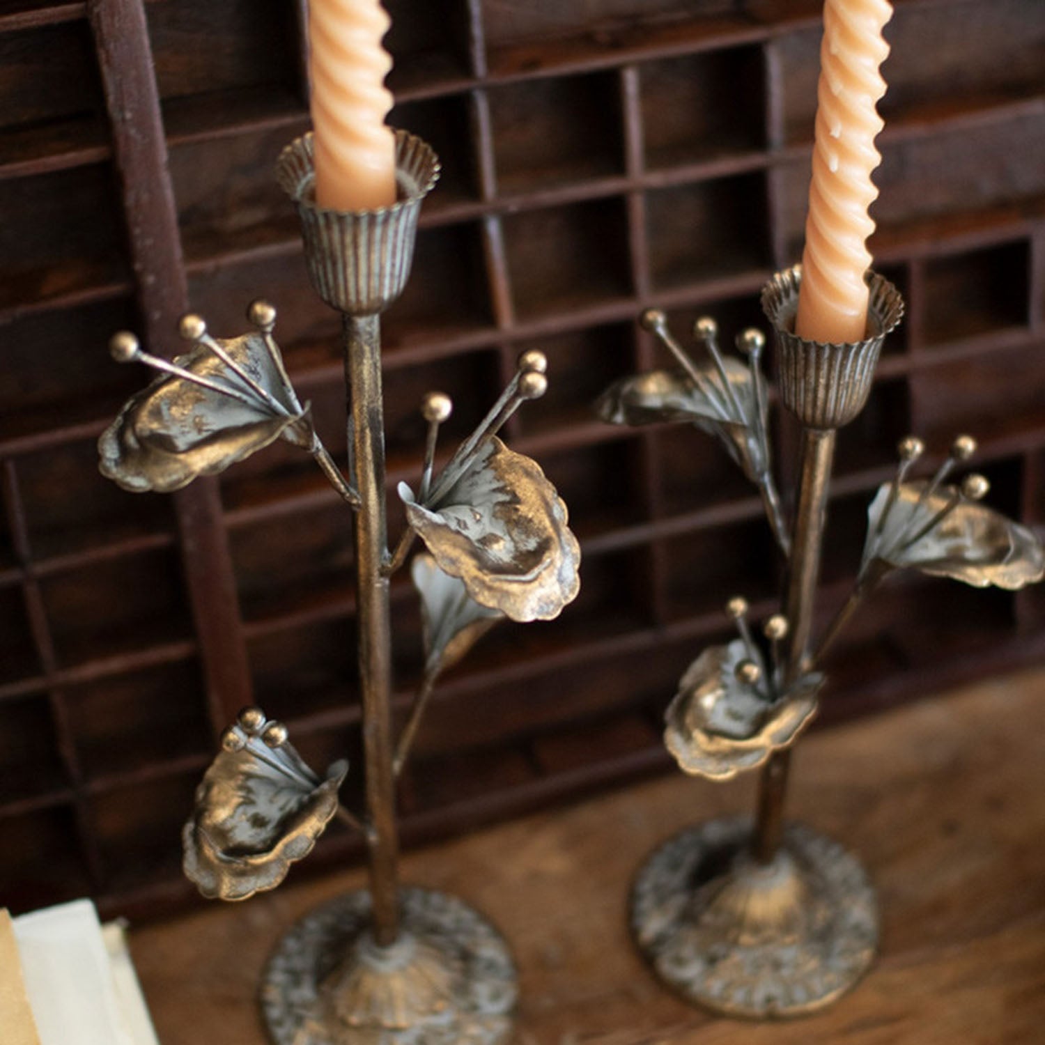 Flower Taper Candel Holder Set of 2